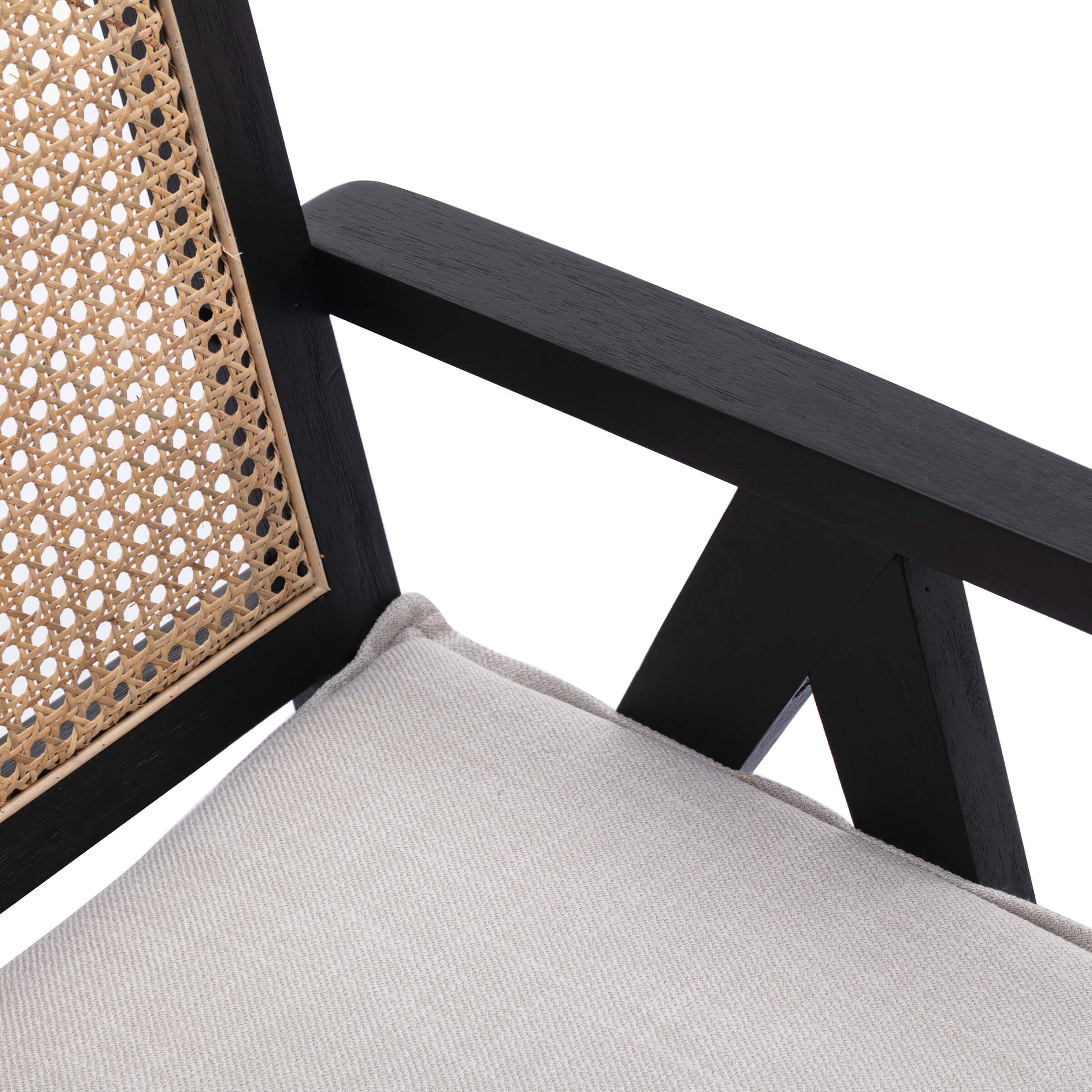 Rattan Back Linen Dining Chairs Set of 2 - 1826DC - Image 8
