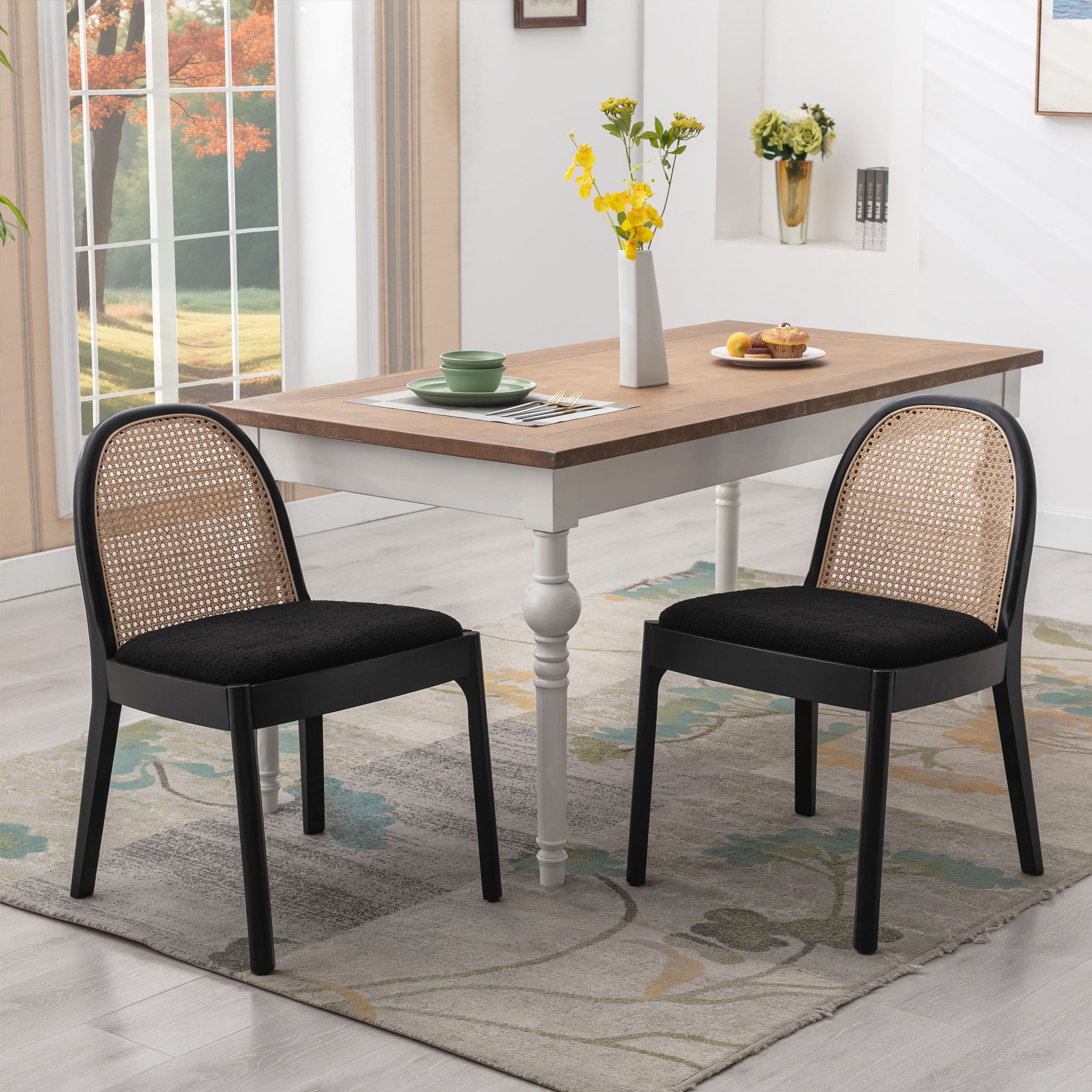 Rattan Upholstered Dining Chairs Set of 2 - 1866DC - Image 11