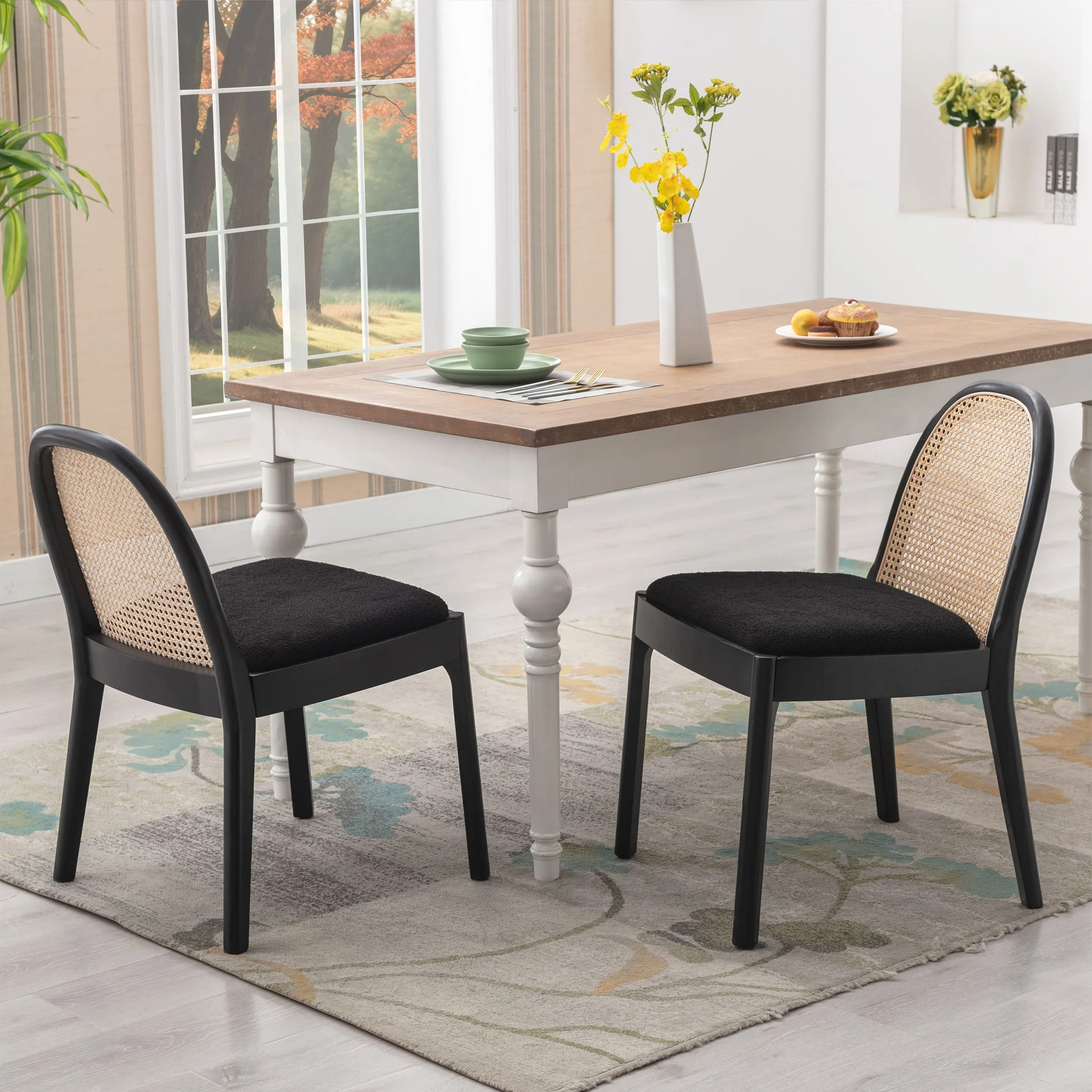 Rattan Upholstered Dining Chairs Set of 2 - 1866DC - Image 12