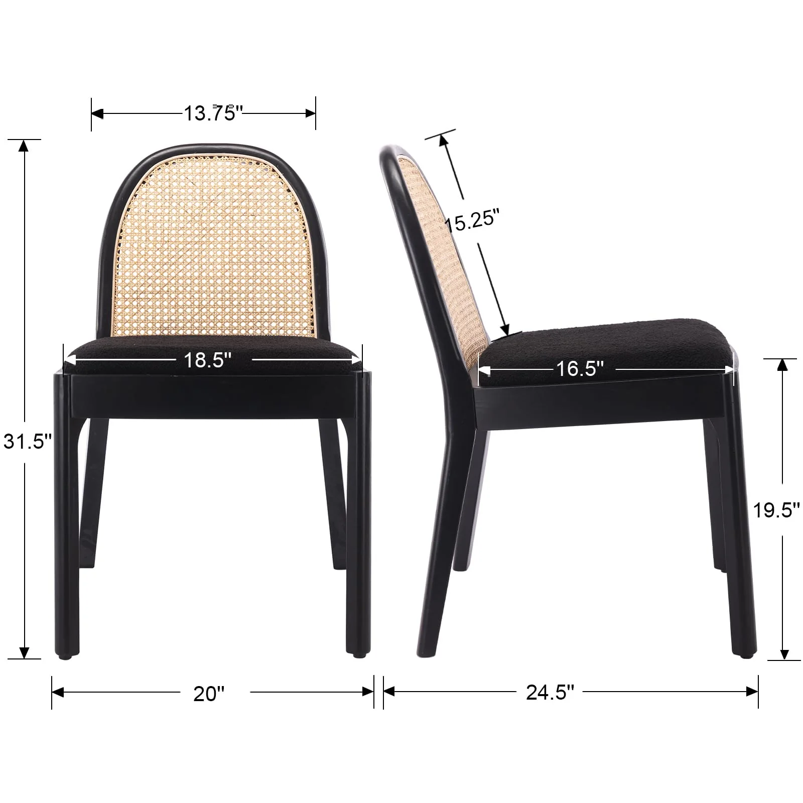 Rattan Upholstered Dining Chairs Set of 2 - 1866DC - Image 18
