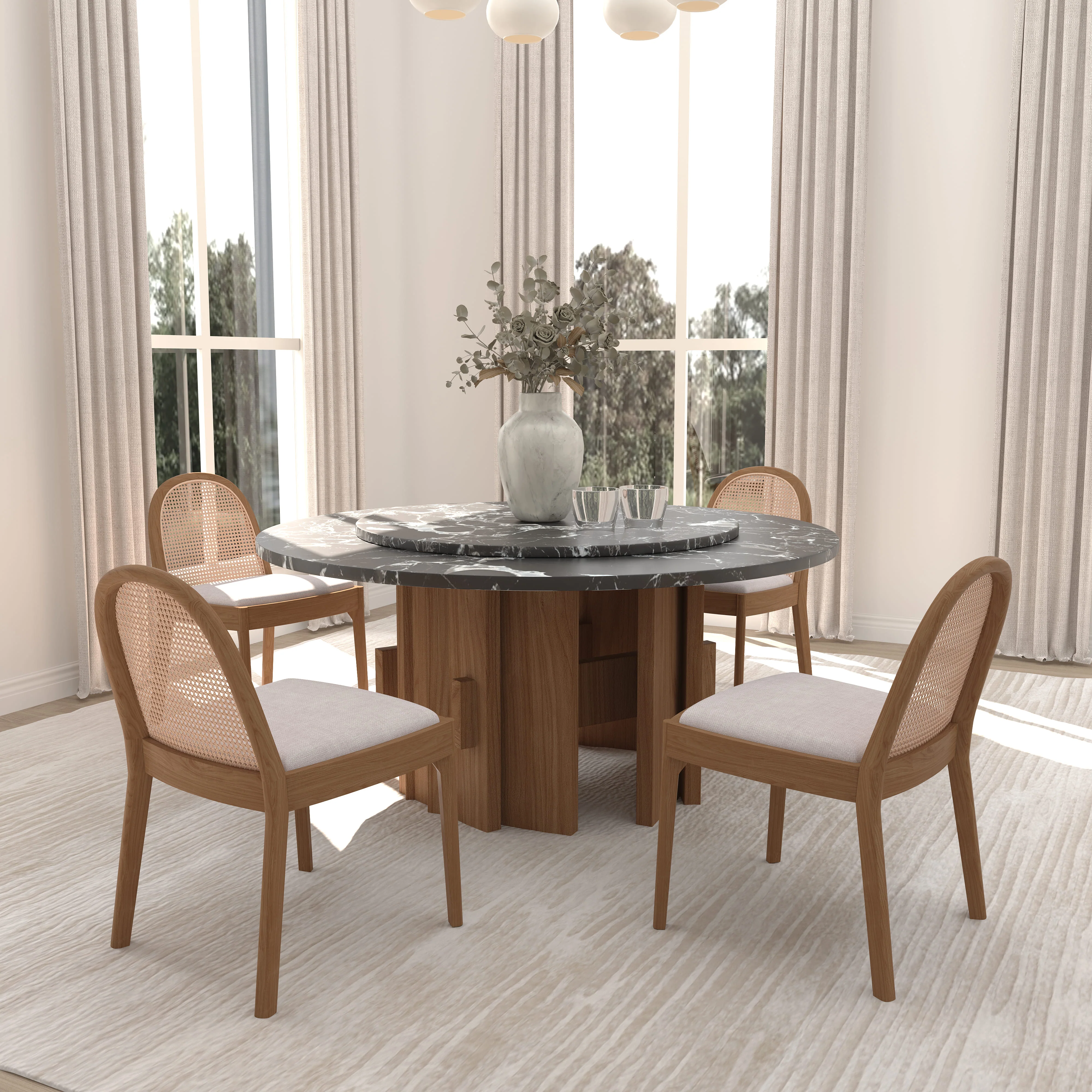 Rattan Upholstered Dining Chairs Set of 2 - 1866DC - Image 2