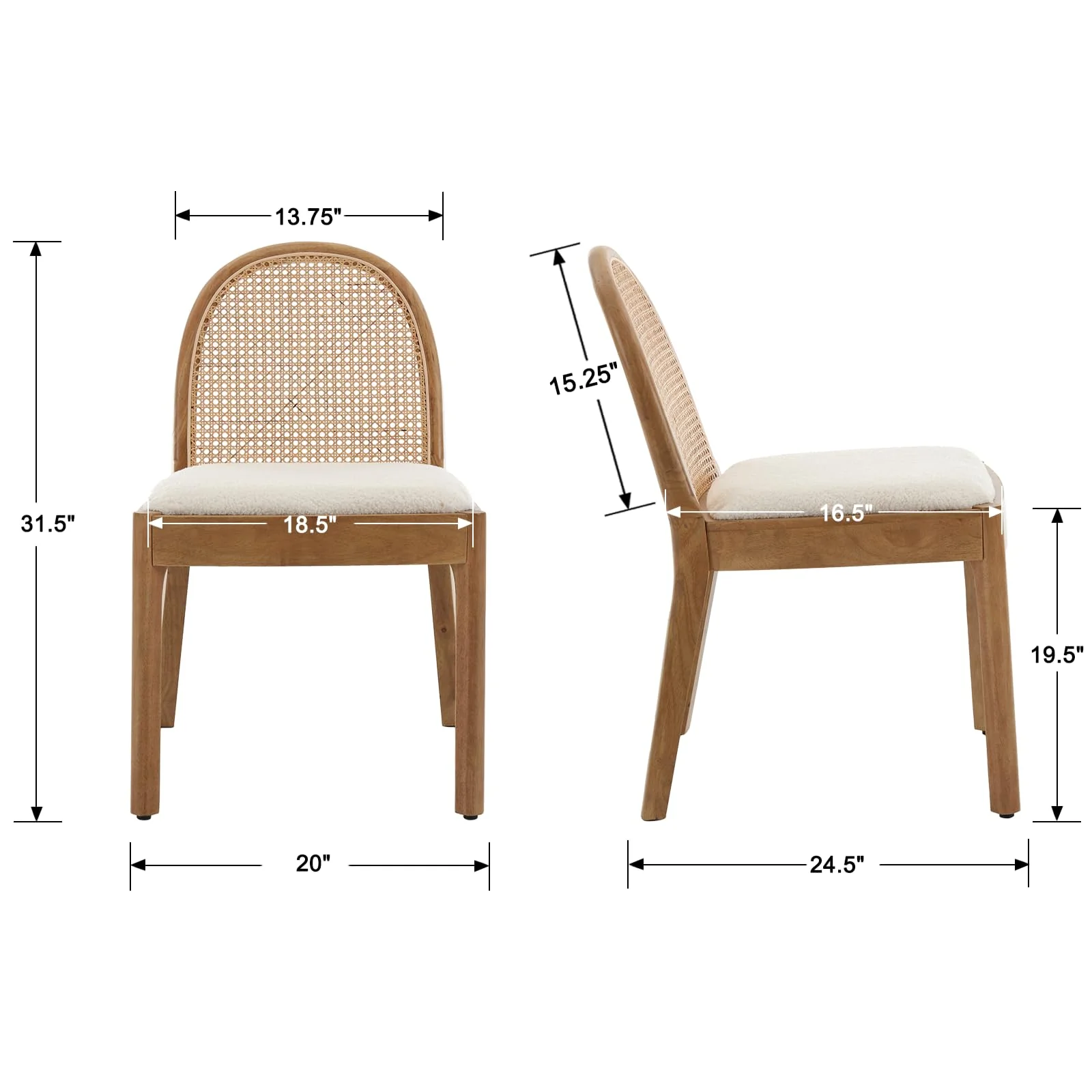 Rattan Upholstered Dining Chairs Set of 2 - 1866DC - Image 26
