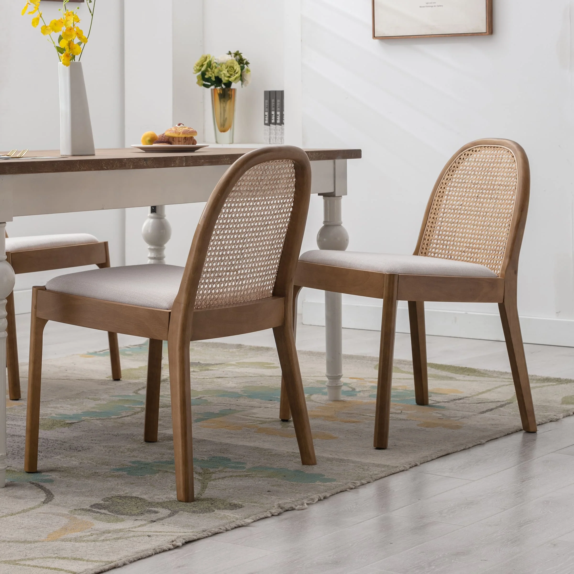 Rattan Upholstered Dining Chairs Set of 2 - 1866DC - Image 4