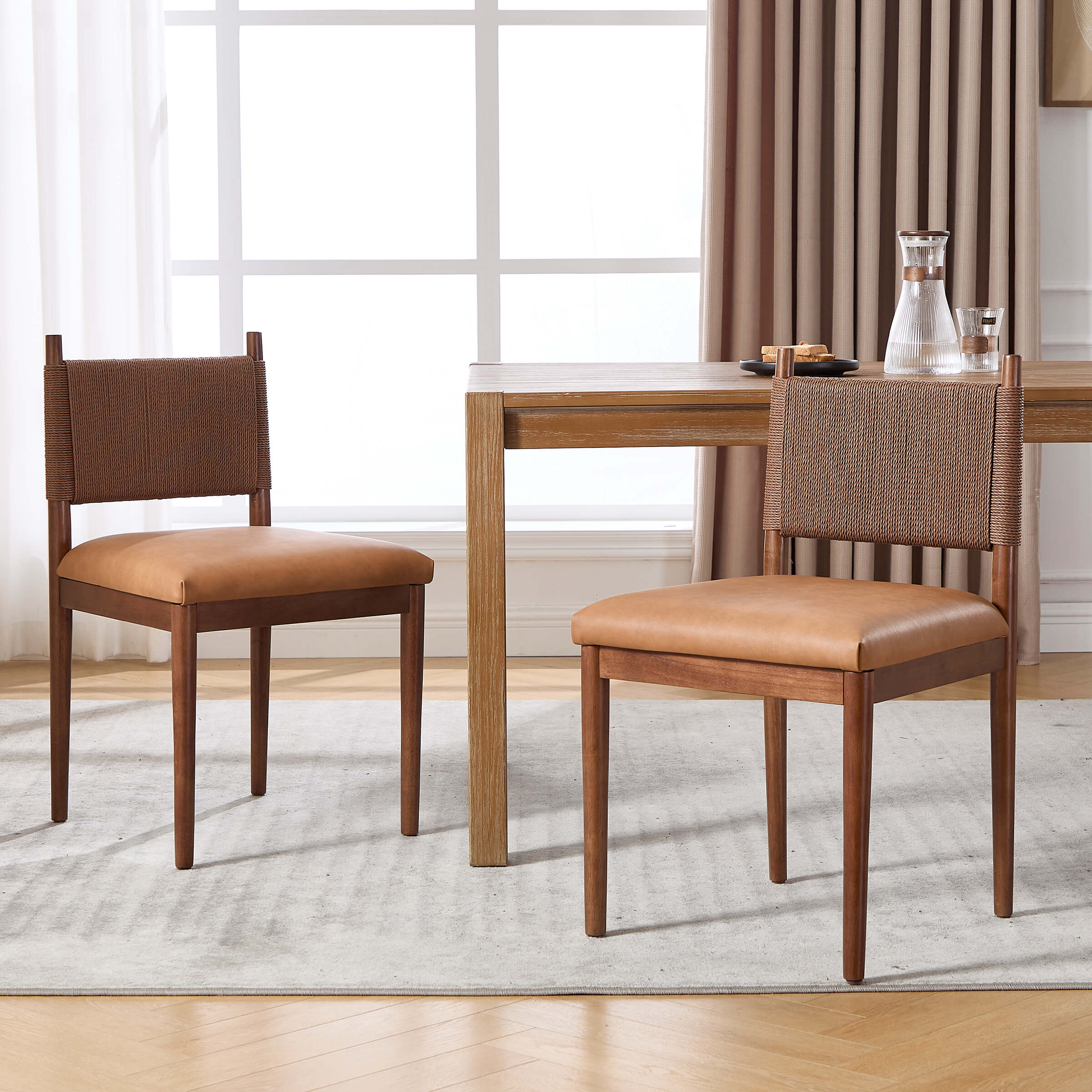 Rope Woven Back Boho Dining Chairs Set of 2 - 1021DC - Image 16