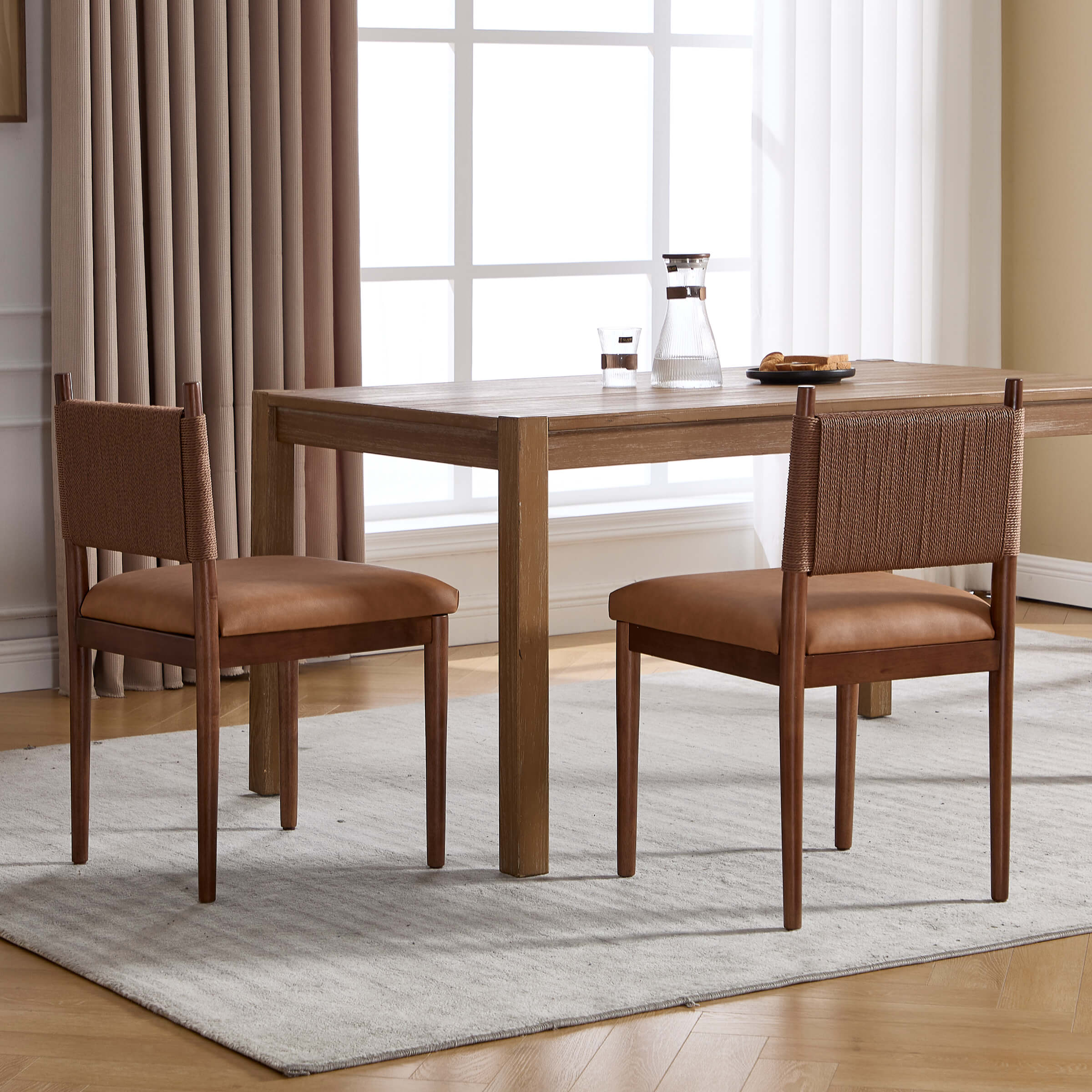 Rope Woven Back Boho Dining Chairs Set of 2 - 1021DC - Image 17
