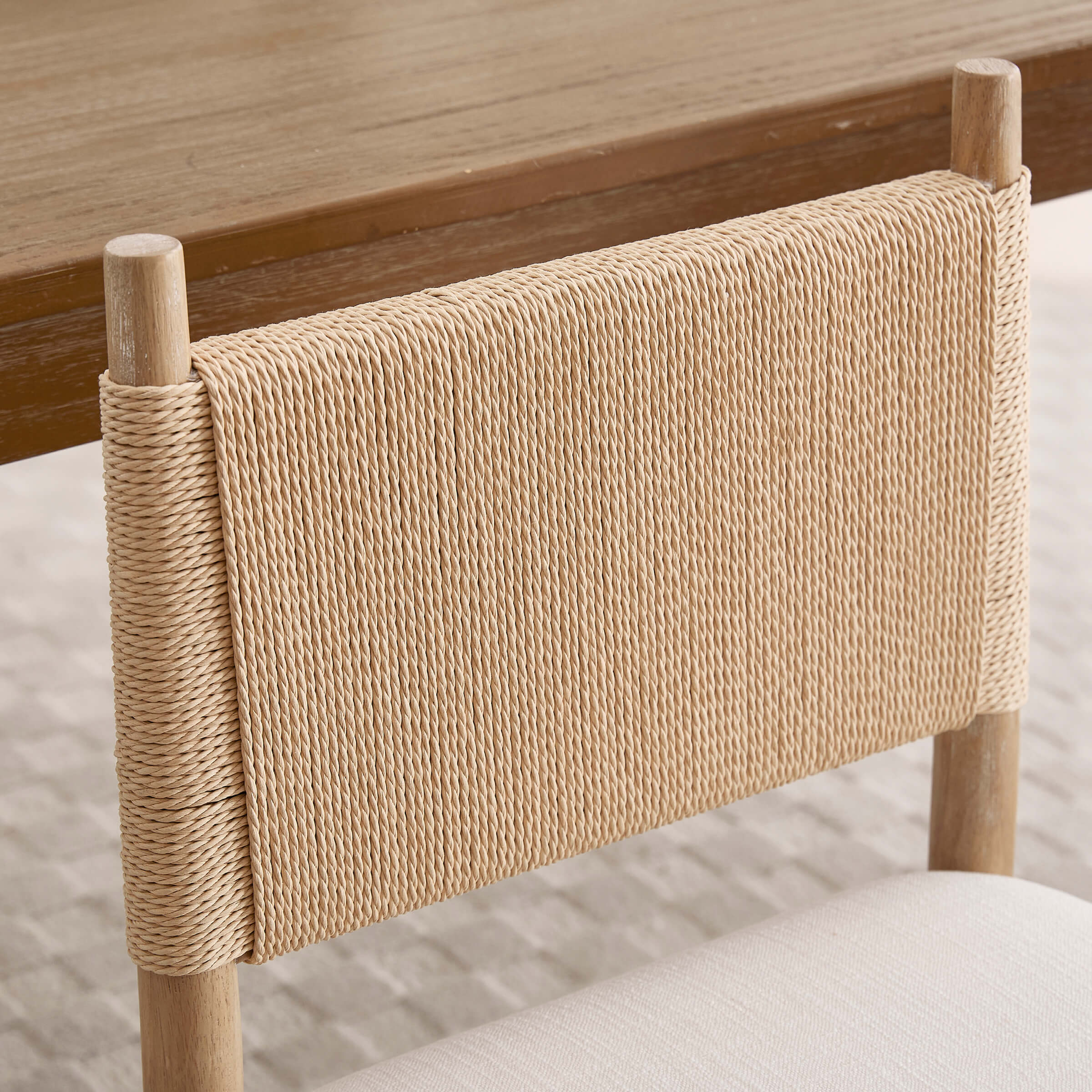 Rope Woven Back Boho Dining Chairs Set of 2 - 1021DC - Image 7
