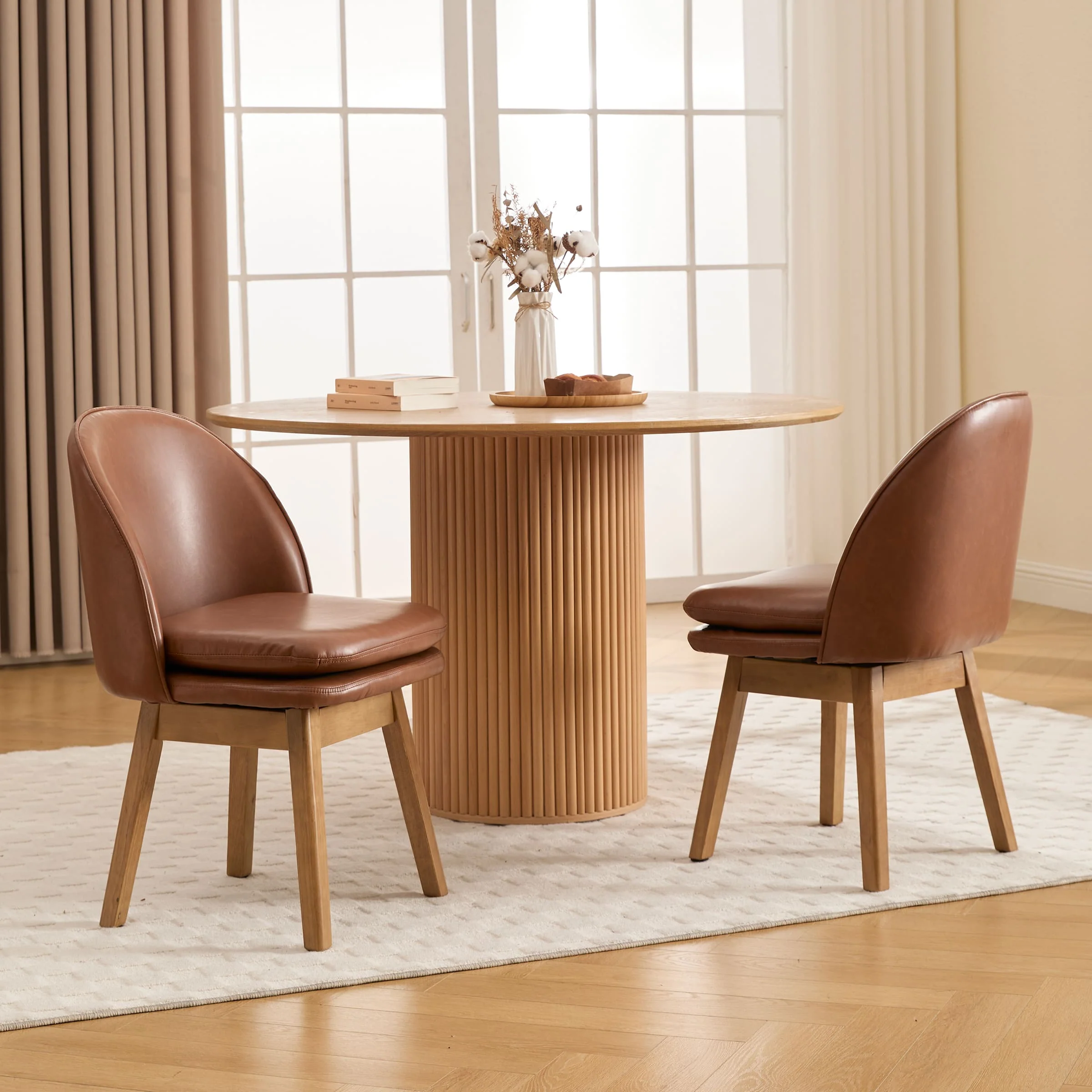 Swivel Dining Chairs with Beech Wood Legs Set of 2 - 3003DC - Image 10