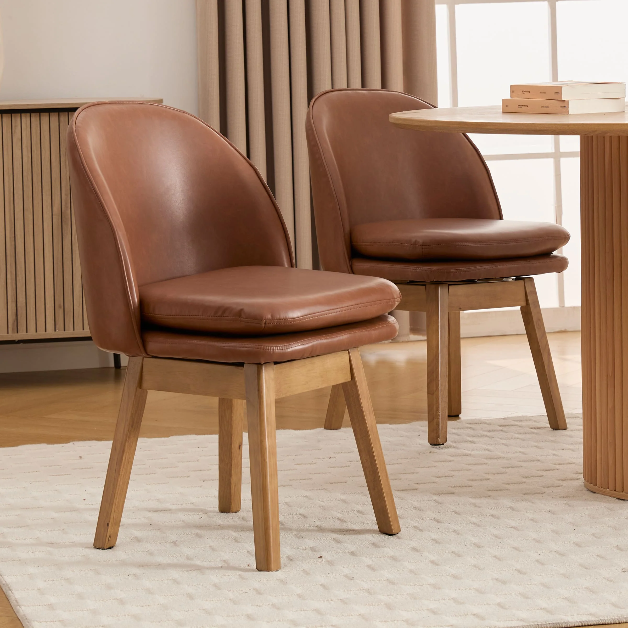 Swivel Dining Chairs with Beech Wood Legs Set of 2 - 3003DC - Image 11
