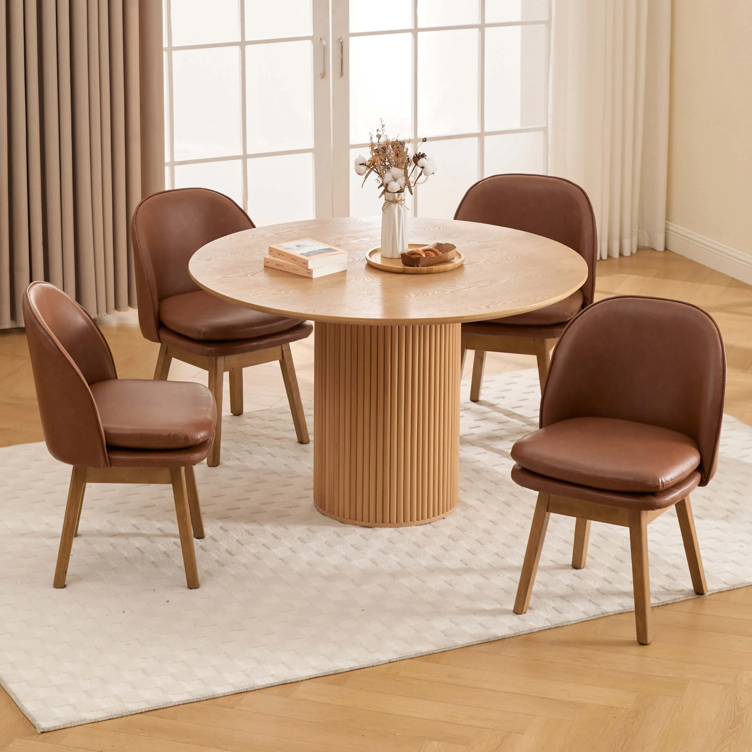 Swivel Dining Chairs with Beech Wood Legs Set of 2 - 3003DC - Image 12