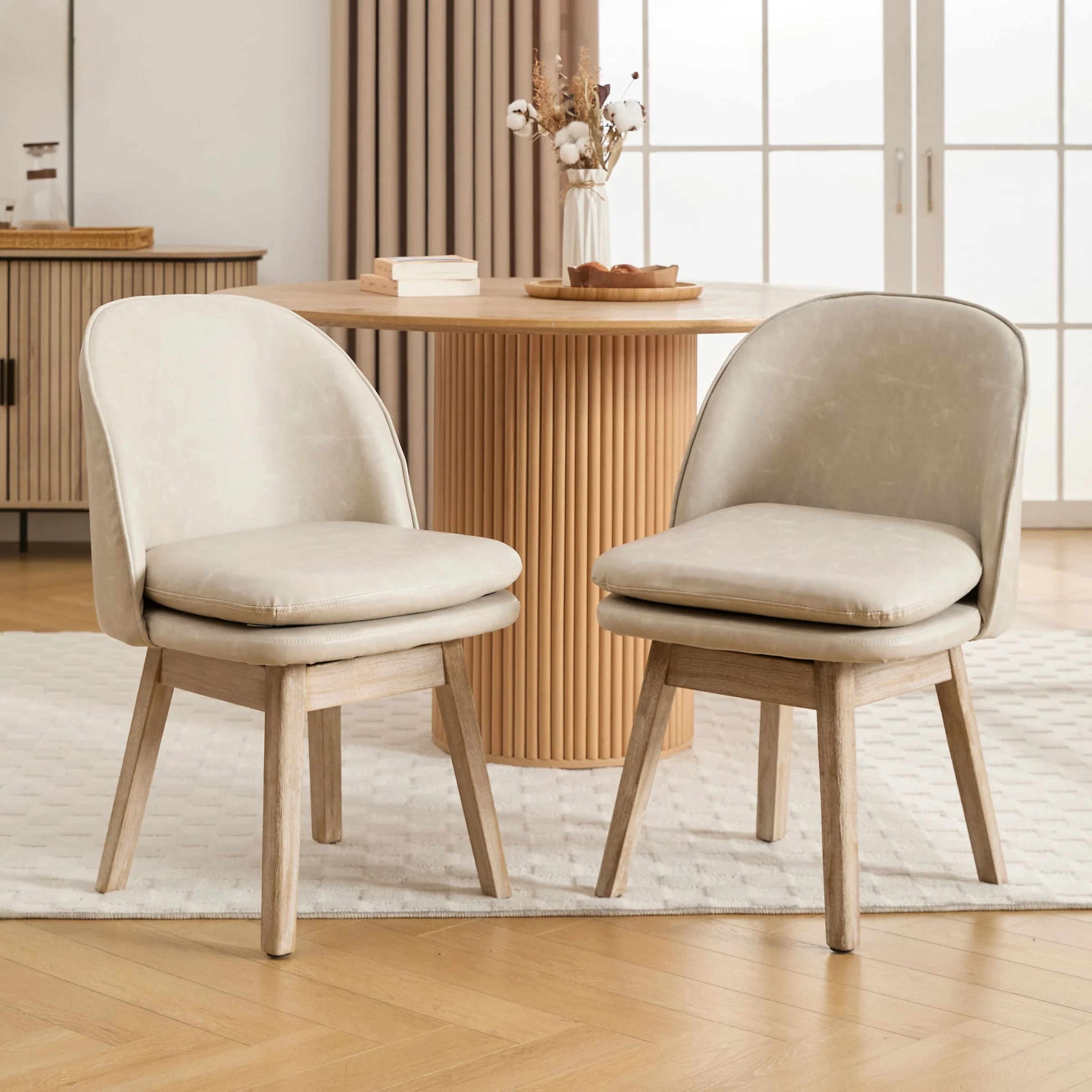 Swivel Dining Chairs with Beech Wood Legs Set of 2 - 3003DC - Image 18