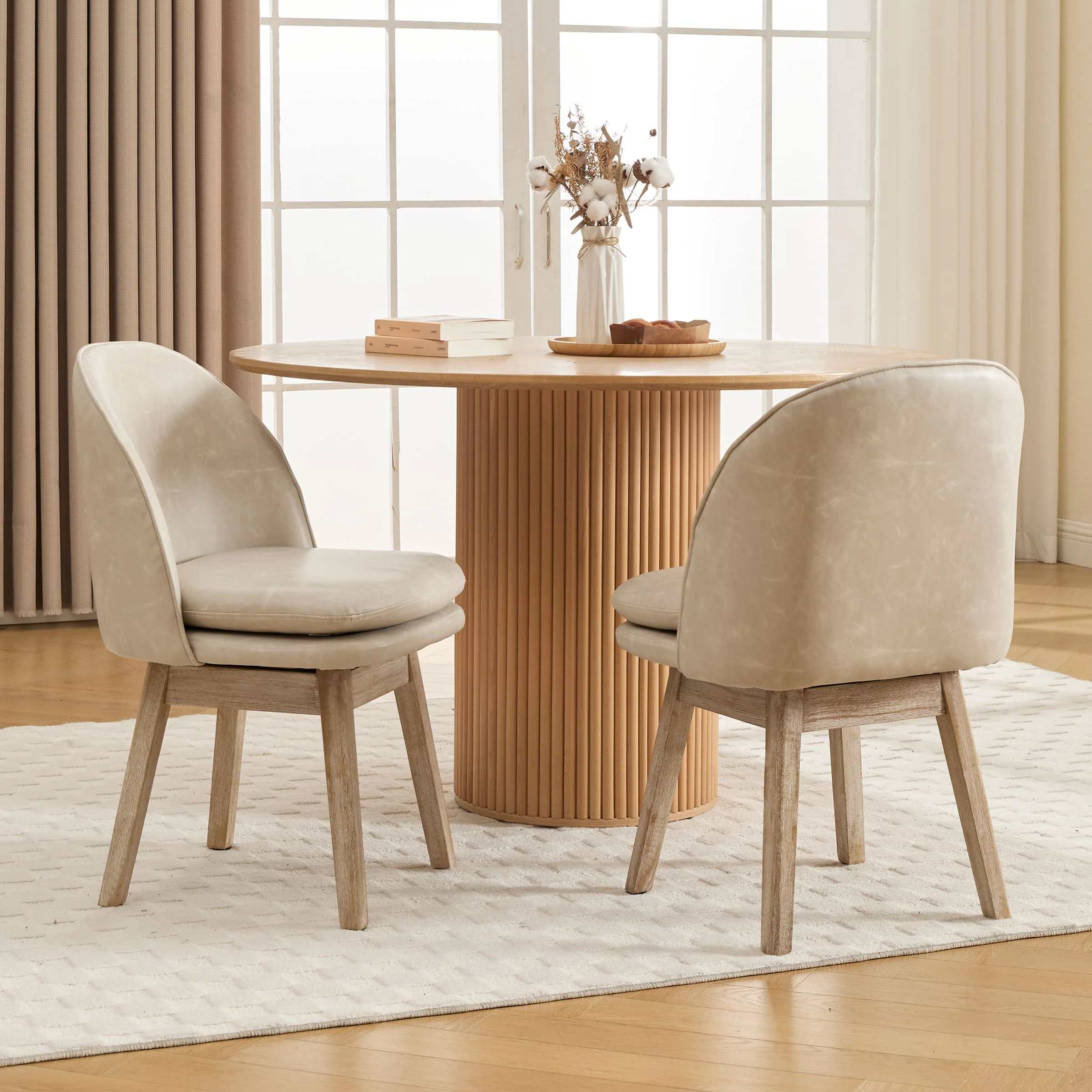 Swivel Dining Chairs with Beech Wood Legs Set of 2 - 3003DC - Image 19