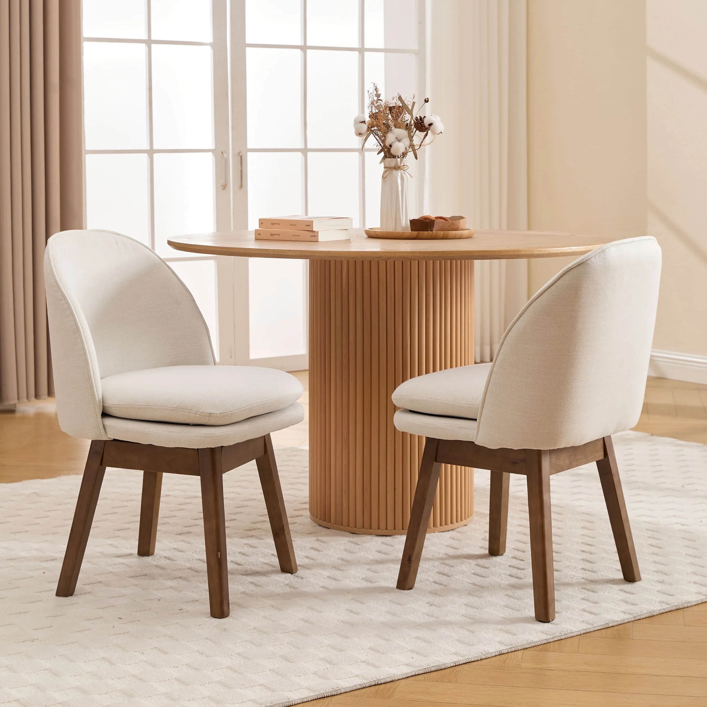 Swivel Dining Chairs with Beech Wood Legs Set of 2 - 3003DC - Image 2