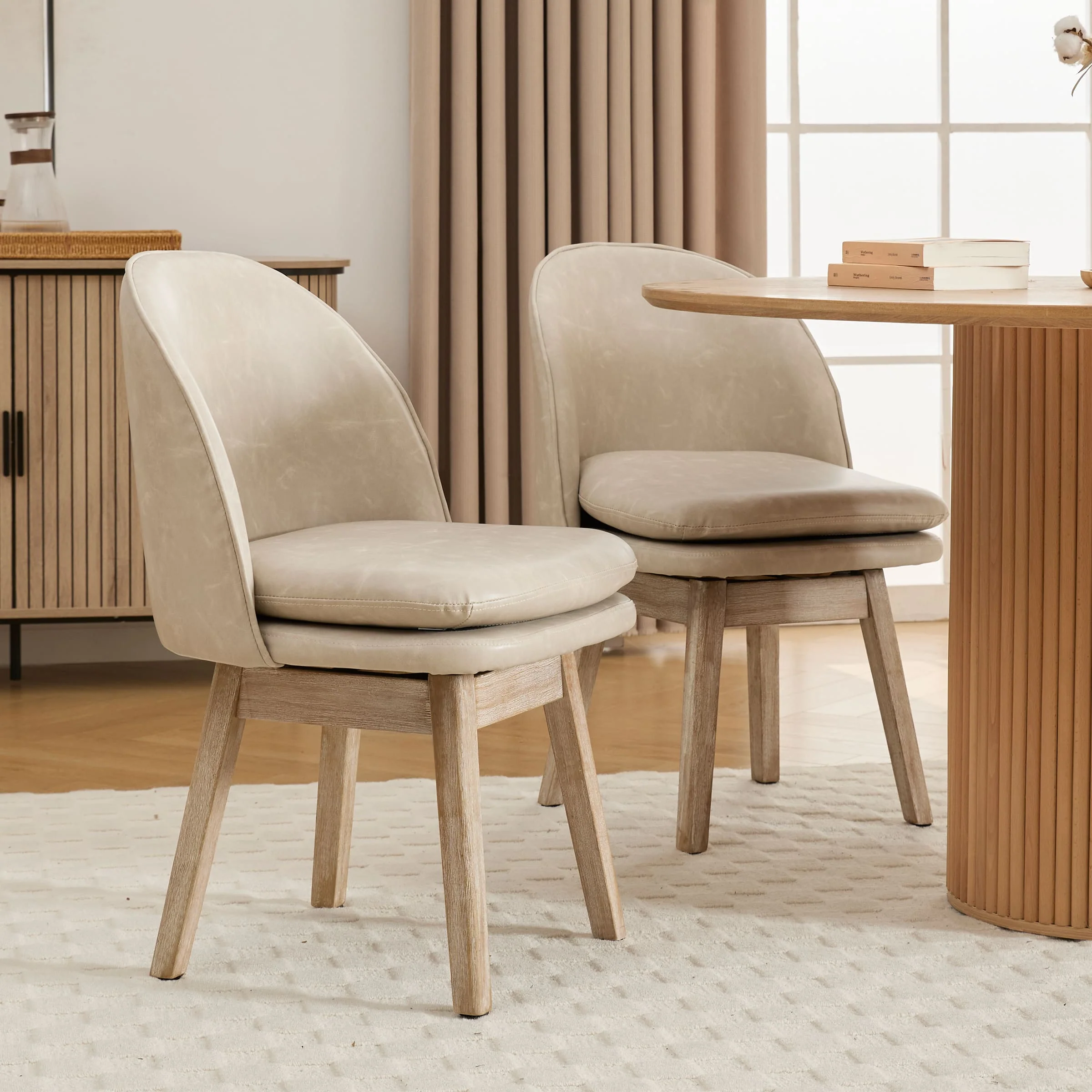 Swivel Dining Chairs with Beech Wood Legs Set of 2 - 3003DC - Image 20