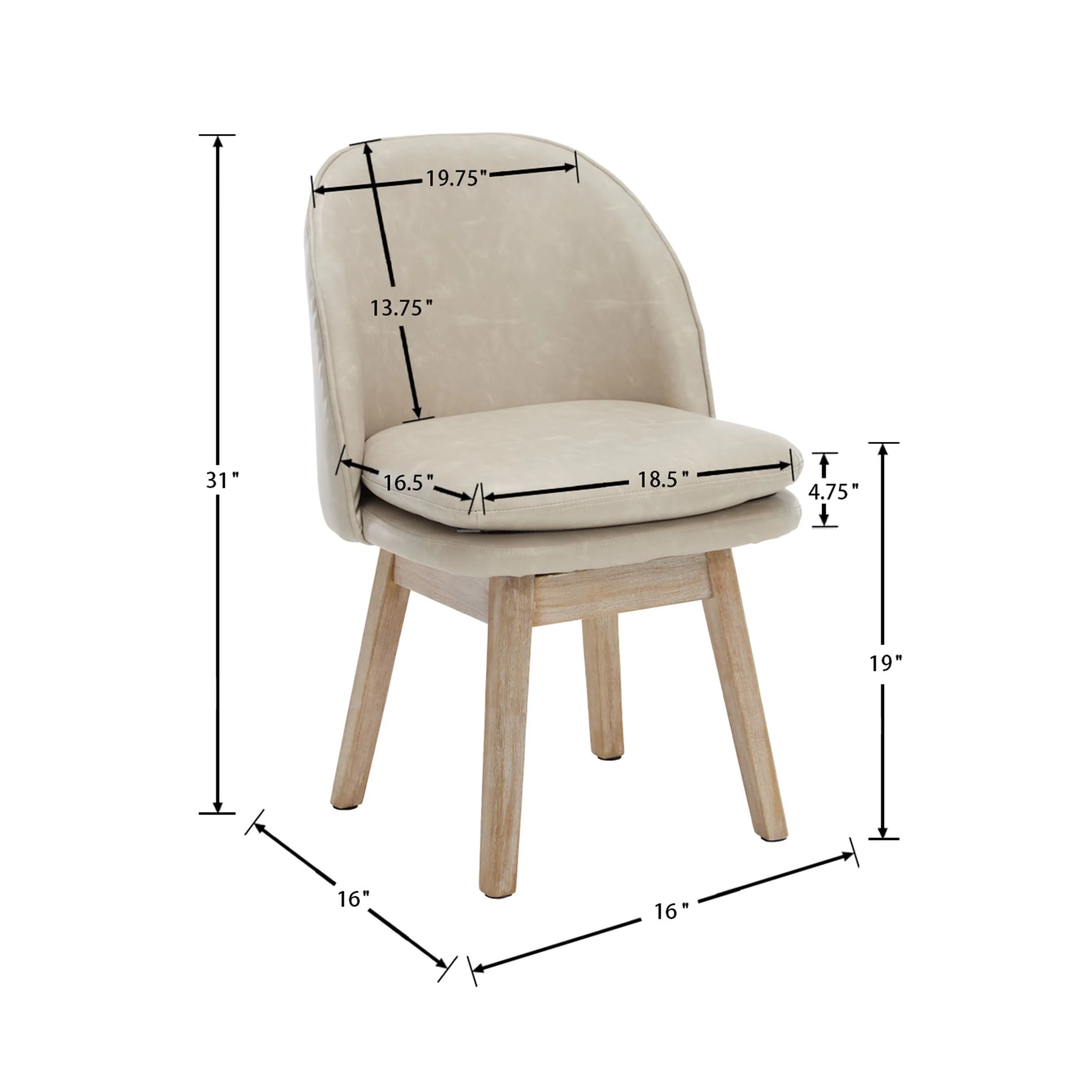 Swivel Dining Chairs with Beech Wood Legs Set of 2 - 3003DC - Image 25