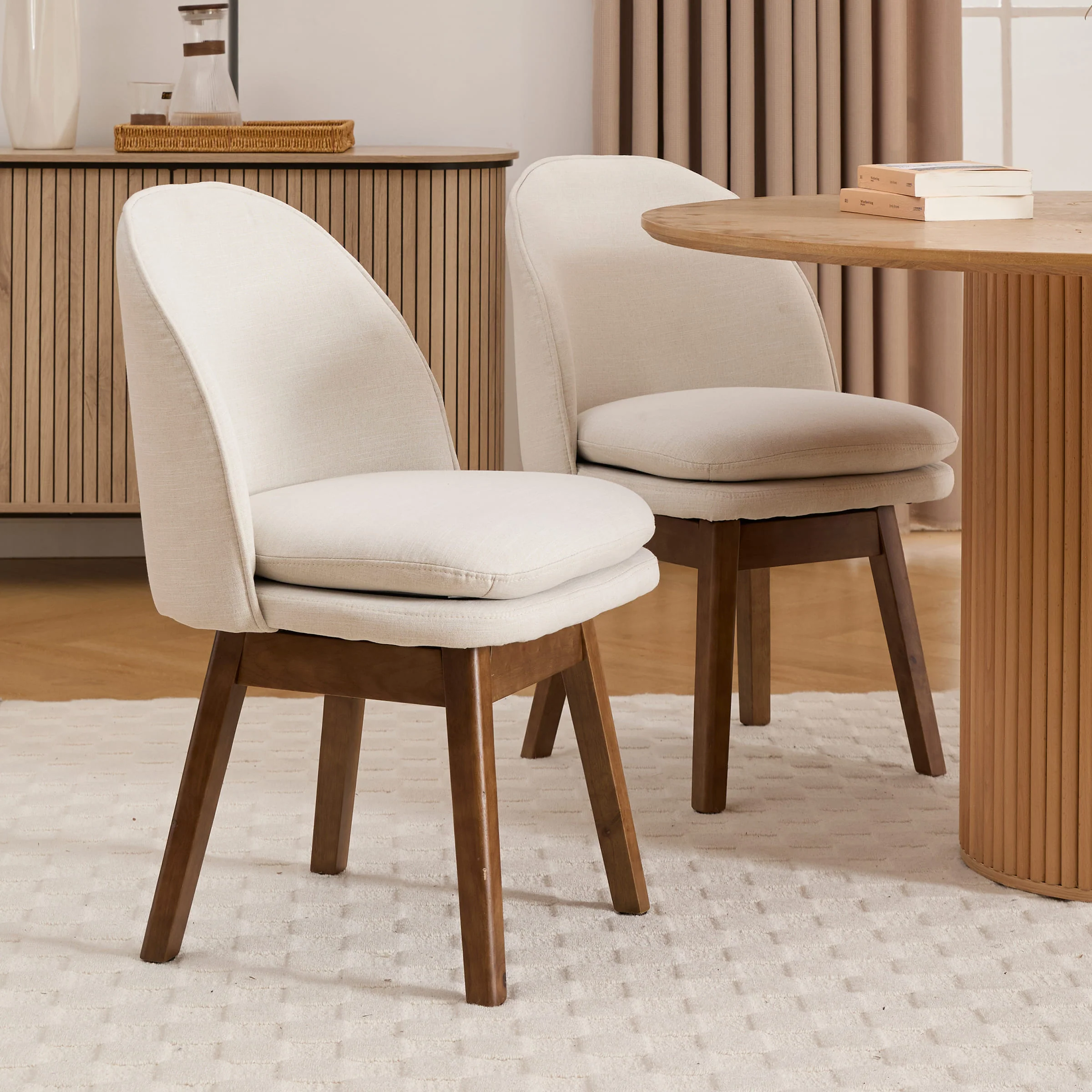 Swivel Dining Chairs with Beech Wood Legs Set of 2 - 3003DC - Image 3