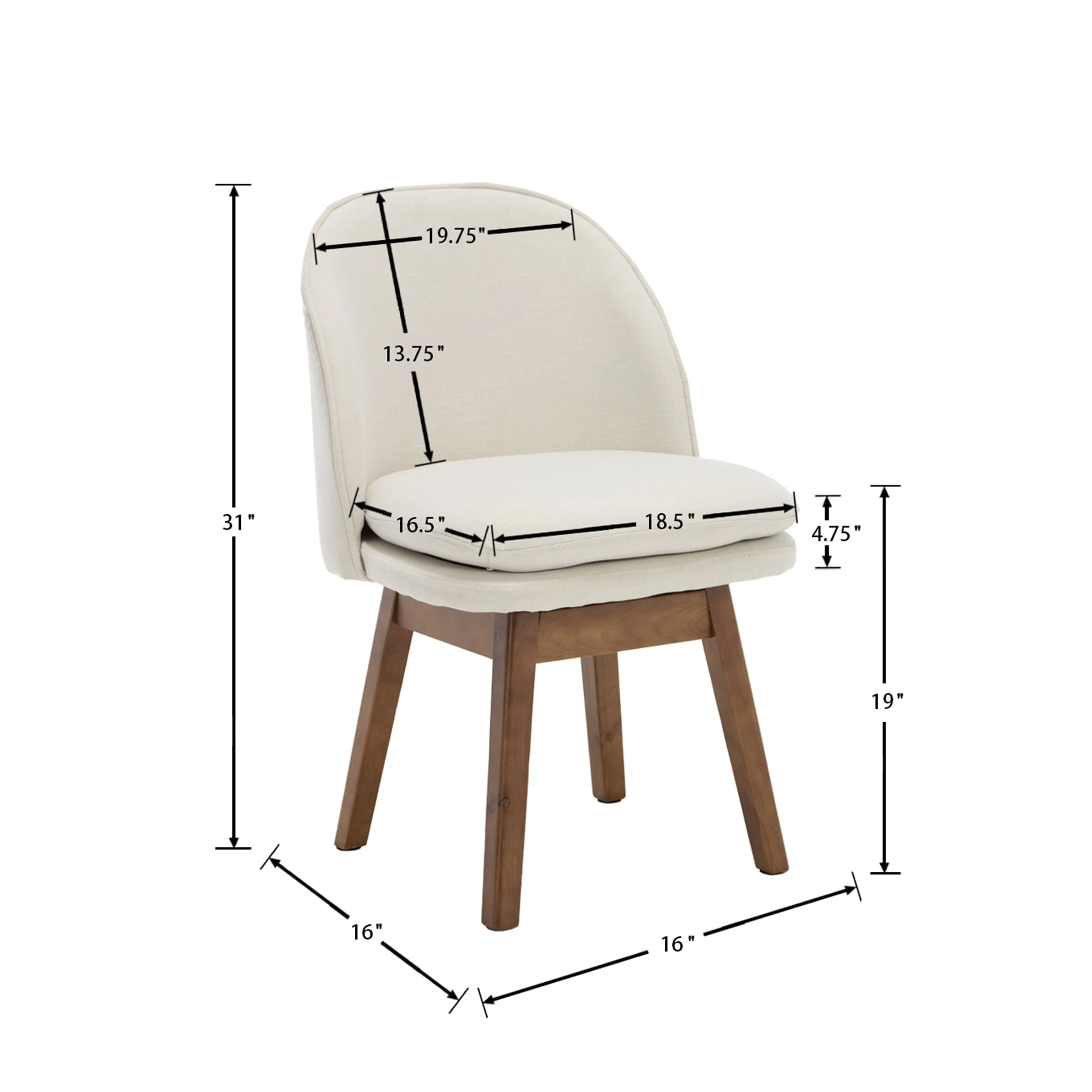 Swivel Dining Chairs with Beech Wood Legs Set of 2 - 3003DC - Image 8