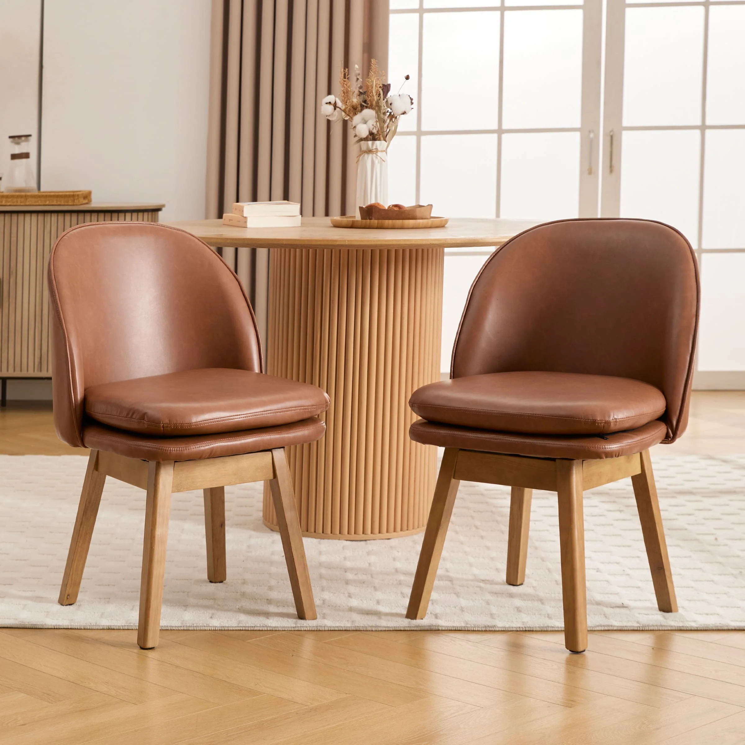 Swivel Dining Chairs with Beech Wood Legs Set of 2 - 3003DC - Image 9