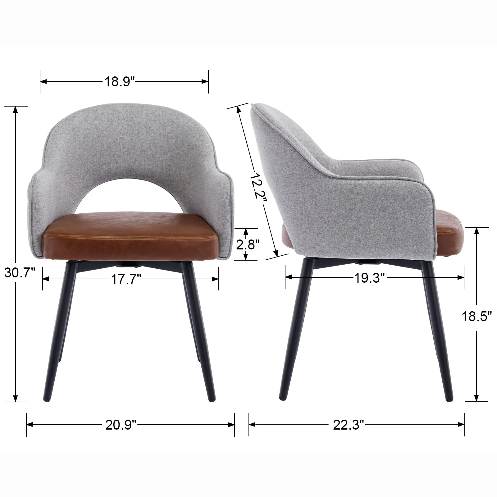 Swivel Kitchen Dining Chairs Set of 2 - 19027DC - Image 10