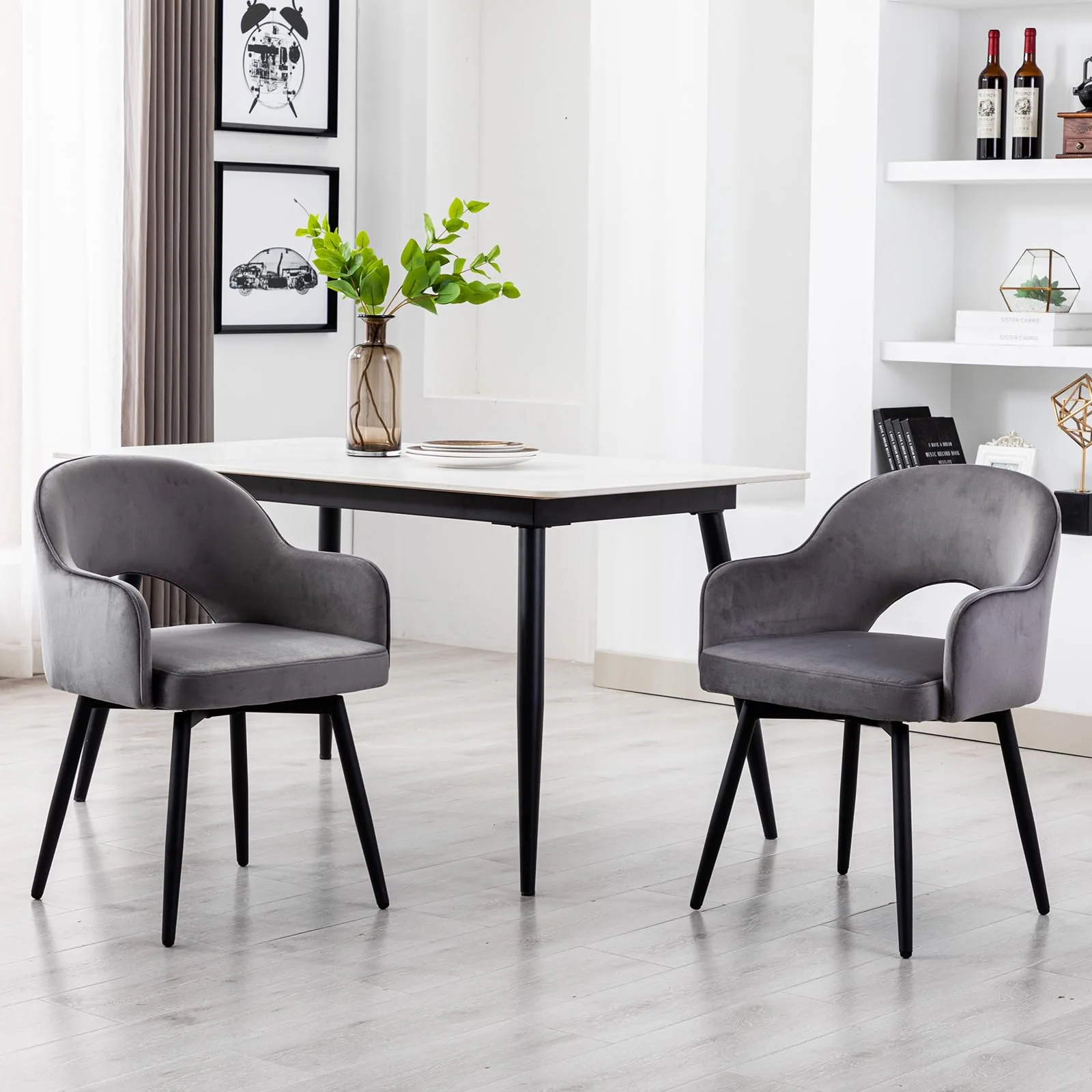 Swivel Kitchen Dining Chairs Set of 2 - 19027DC - Image 11