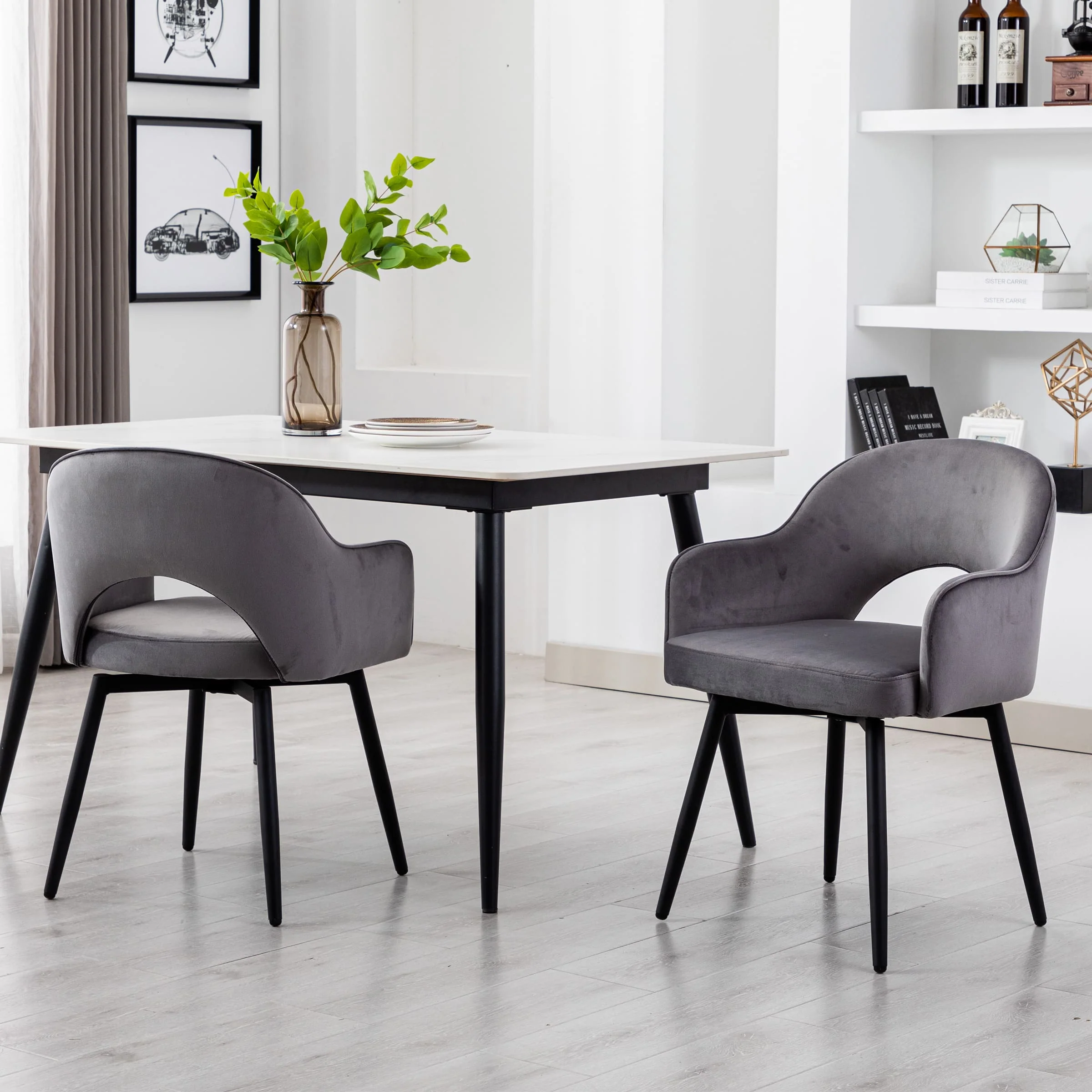 Swivel Kitchen Dining Chairs Set of 2 - 19027DC - Image 12
