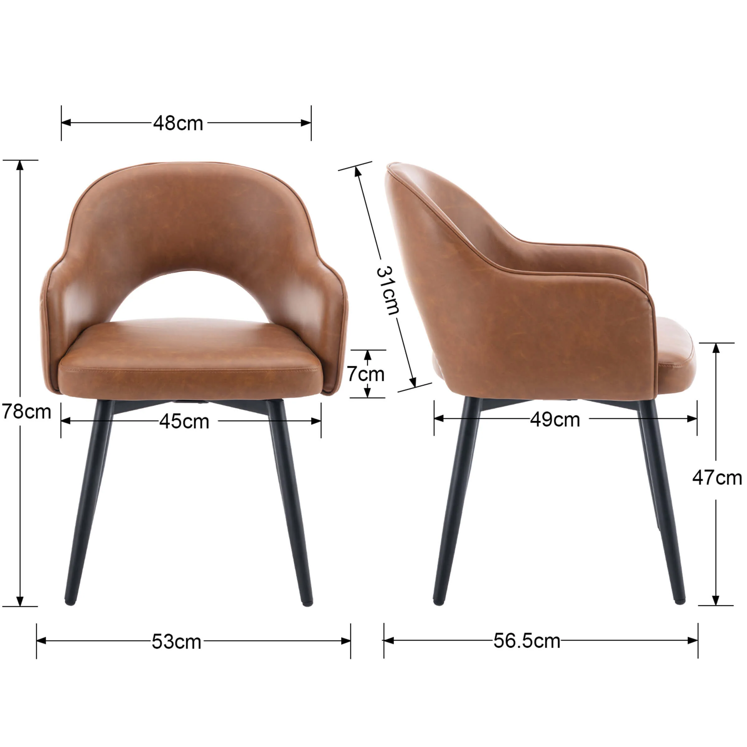 Swivel Kitchen Dining Chairs Set of 2 - 19027DC - Image 25