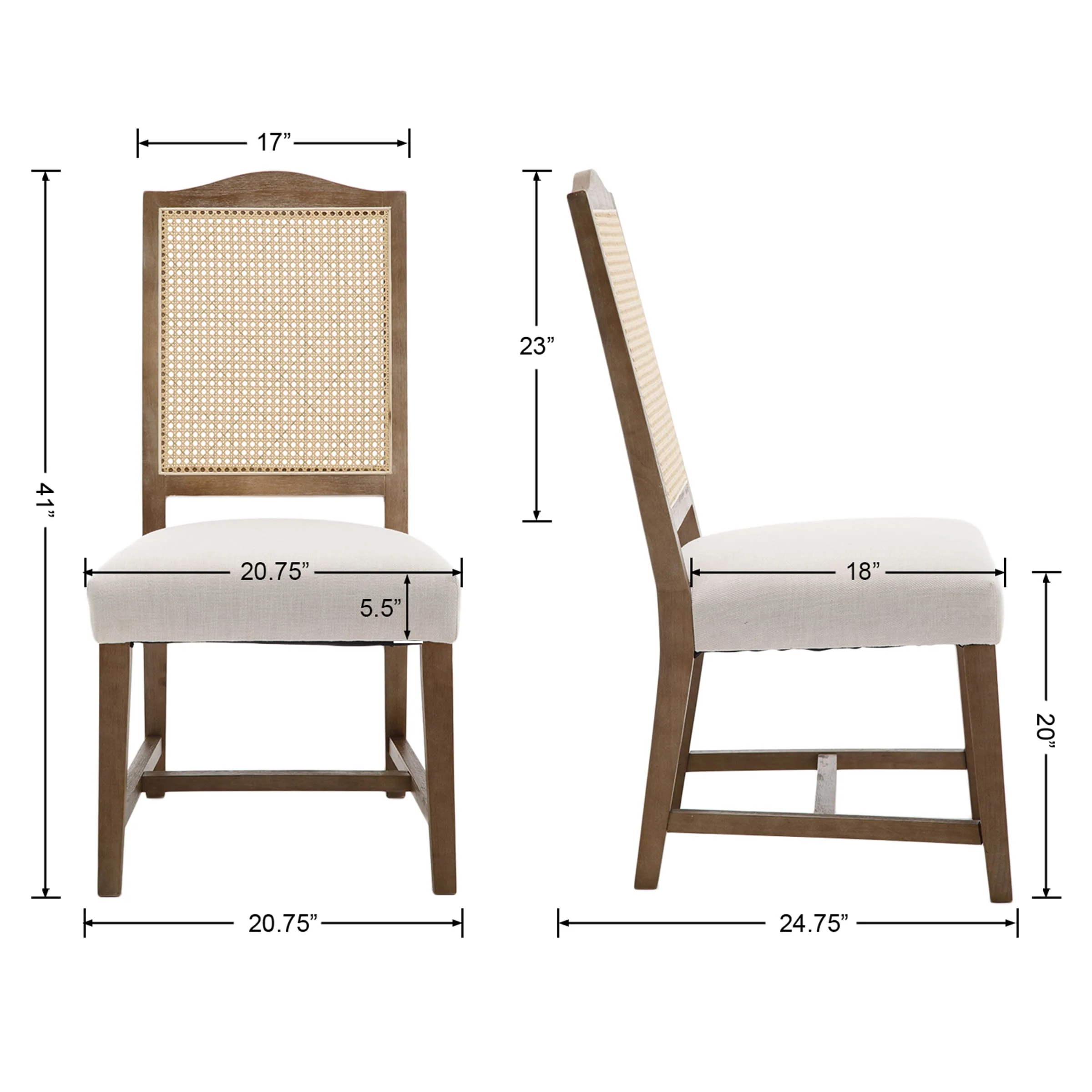 Wood High Back Dining Chairs Set of 2 - 1845DC & 10036DC - Image 24