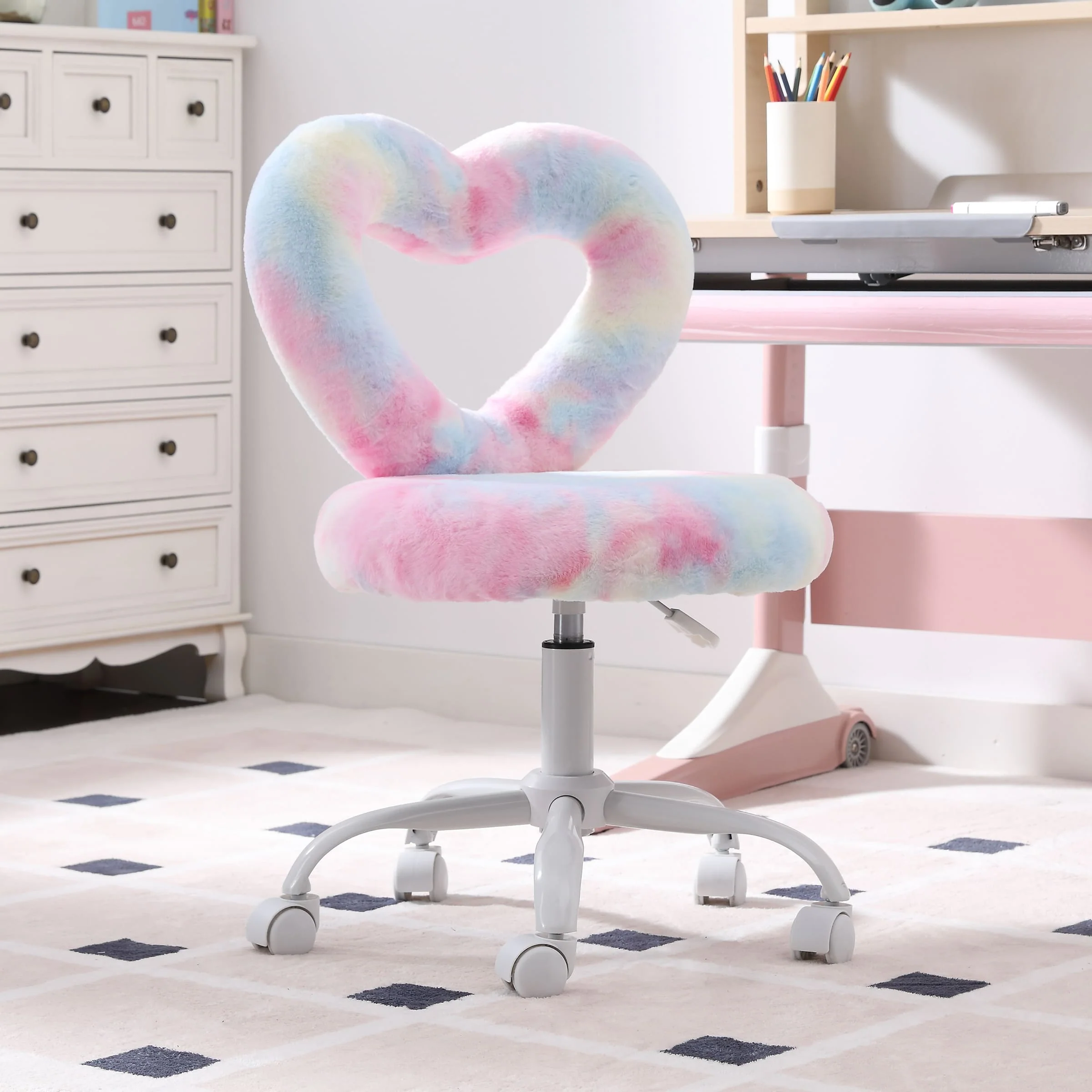 Adjustable Rolling Kids Desk Chair with Heart-Shape Back - 7002KC - Image 16