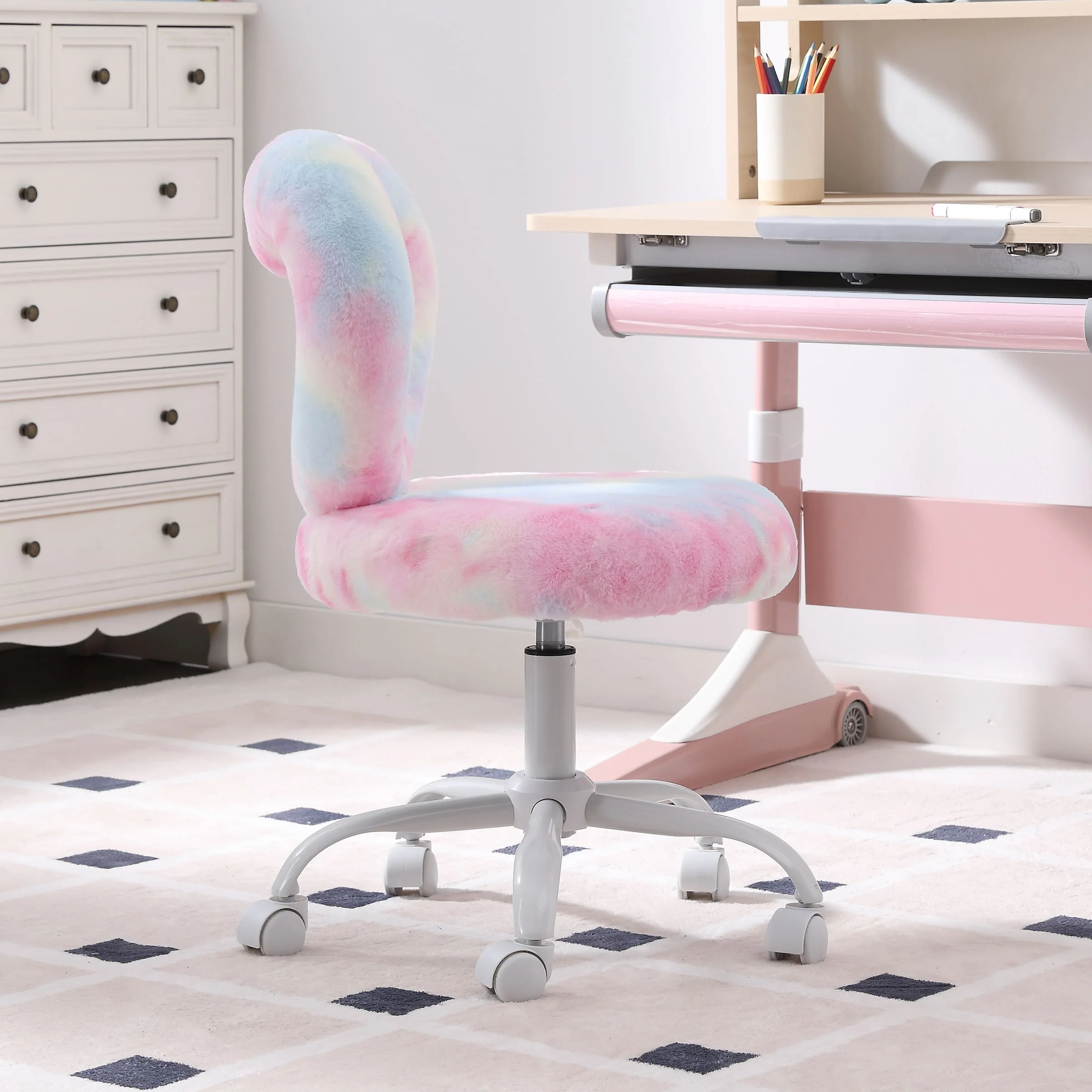 Adjustable Rolling Kids Desk Chair with Heart-Shape Back - 7002KC - Image 18