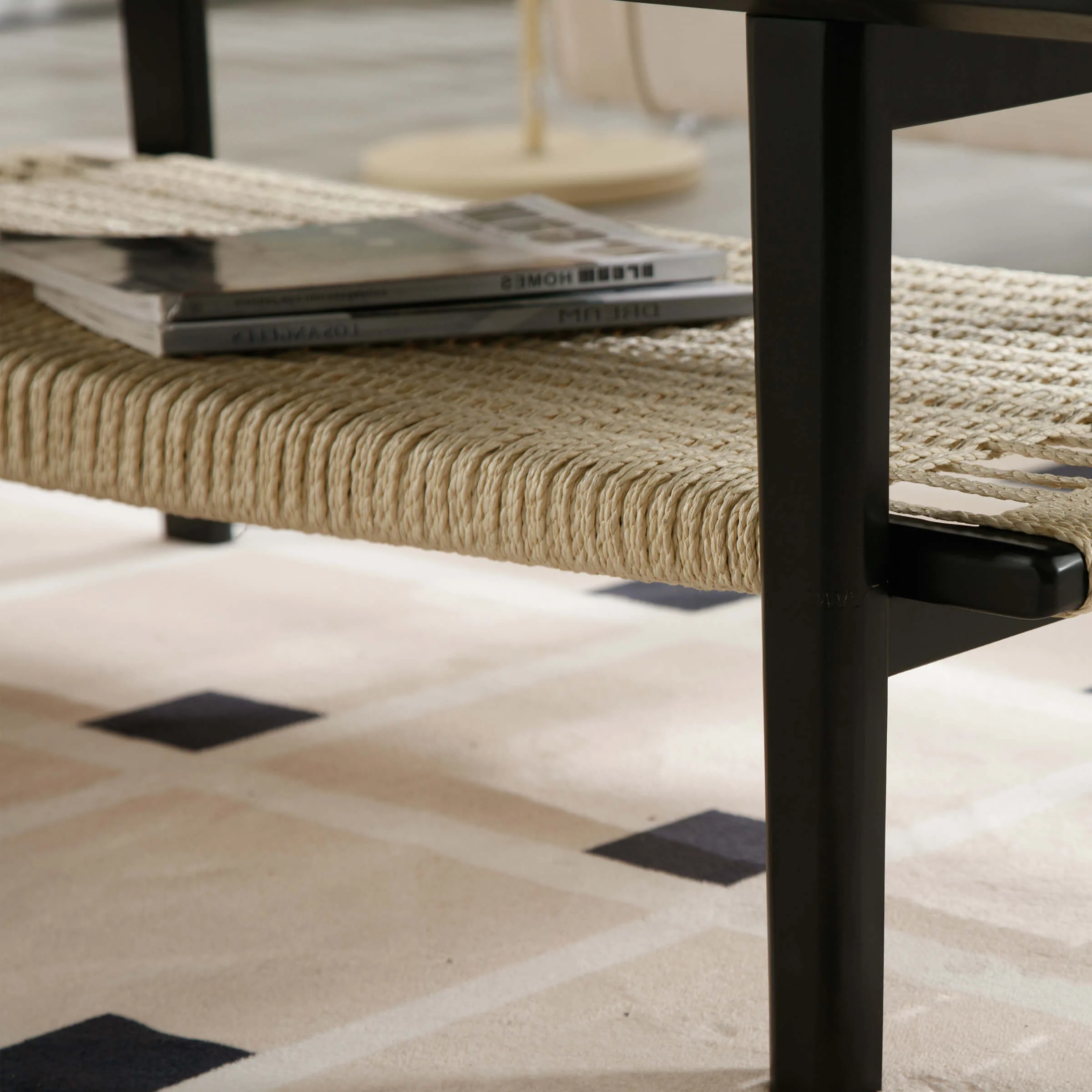 2-Tier Coffee Table with Natural Rattan Storage Shelf - 21793CT - Image 15