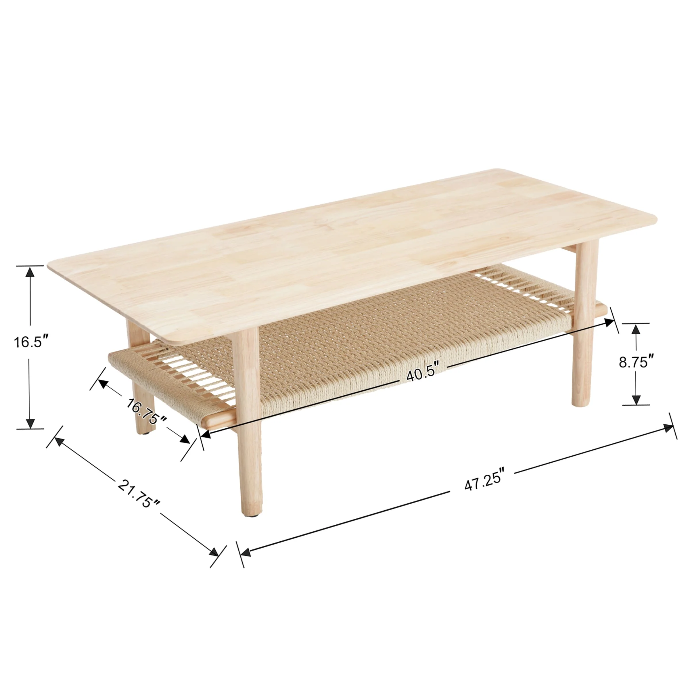 2-Tier Coffee Table with Natural Rattan Storage Shelf - 21793CT - Image 9