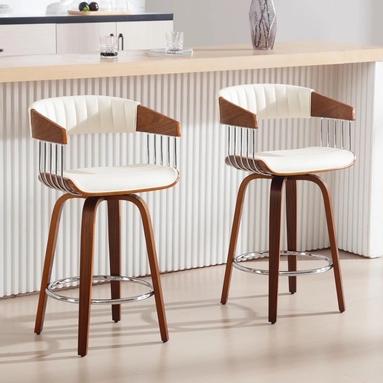 26"H Swivel Wood Legs Counter Stools Set of 2 - 3111CS - Image 10