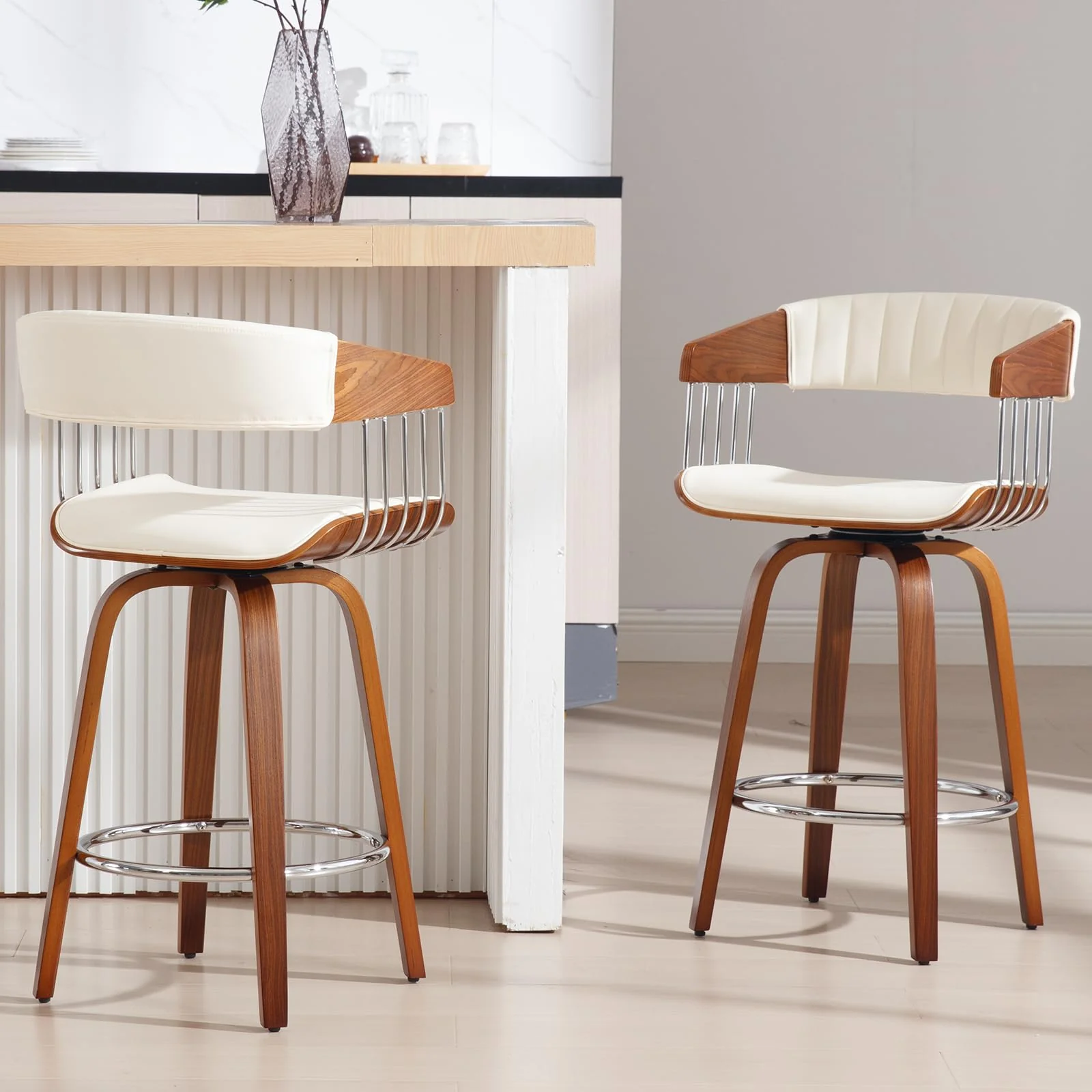 26"H Swivel Wood Legs Counter Stools Set of 2 - 3111CS - Image 11