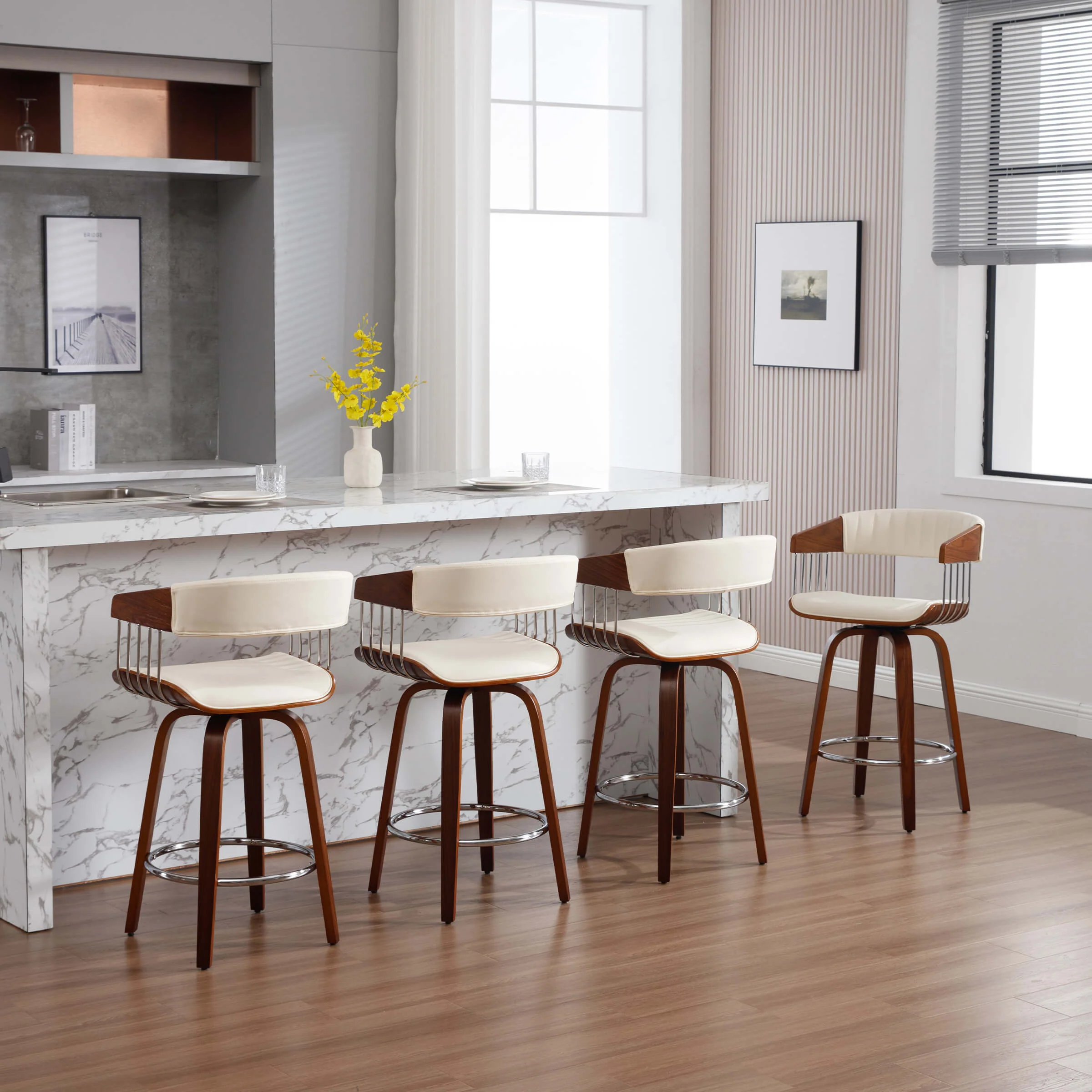 26"H Swivel Wood Legs Counter Stools Set of 2 - 3111CS - Image 13