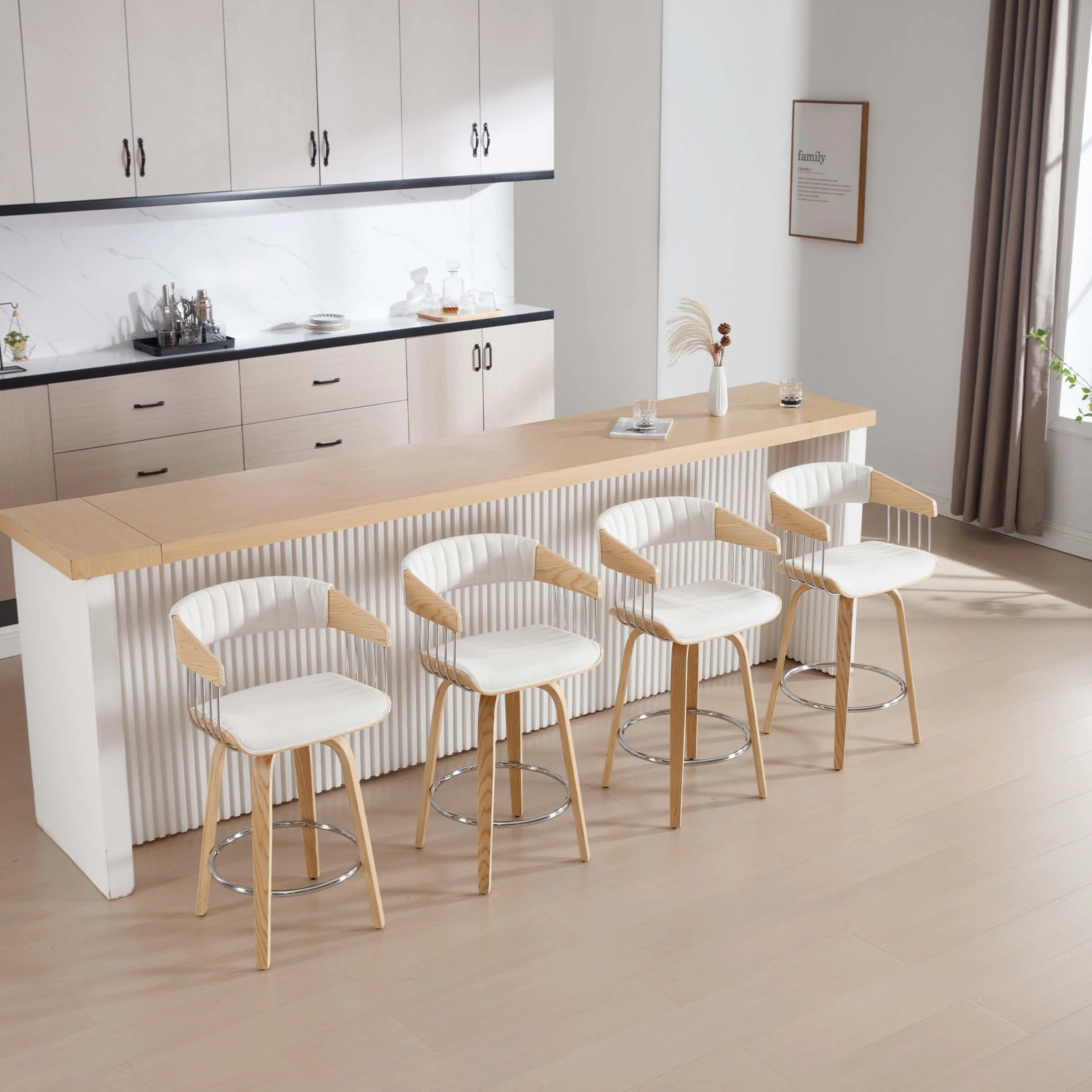 26"H Swivel Wood Legs Counter Stools Set of 2 - 3111CS - Image 4