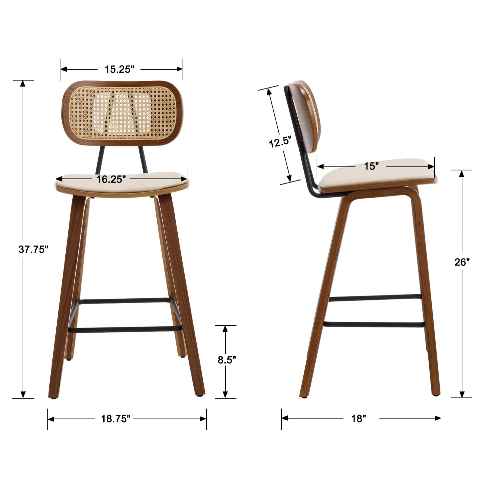 26"H Mid-Century Counter Stools Set of 2 - 7734CS - Image 9