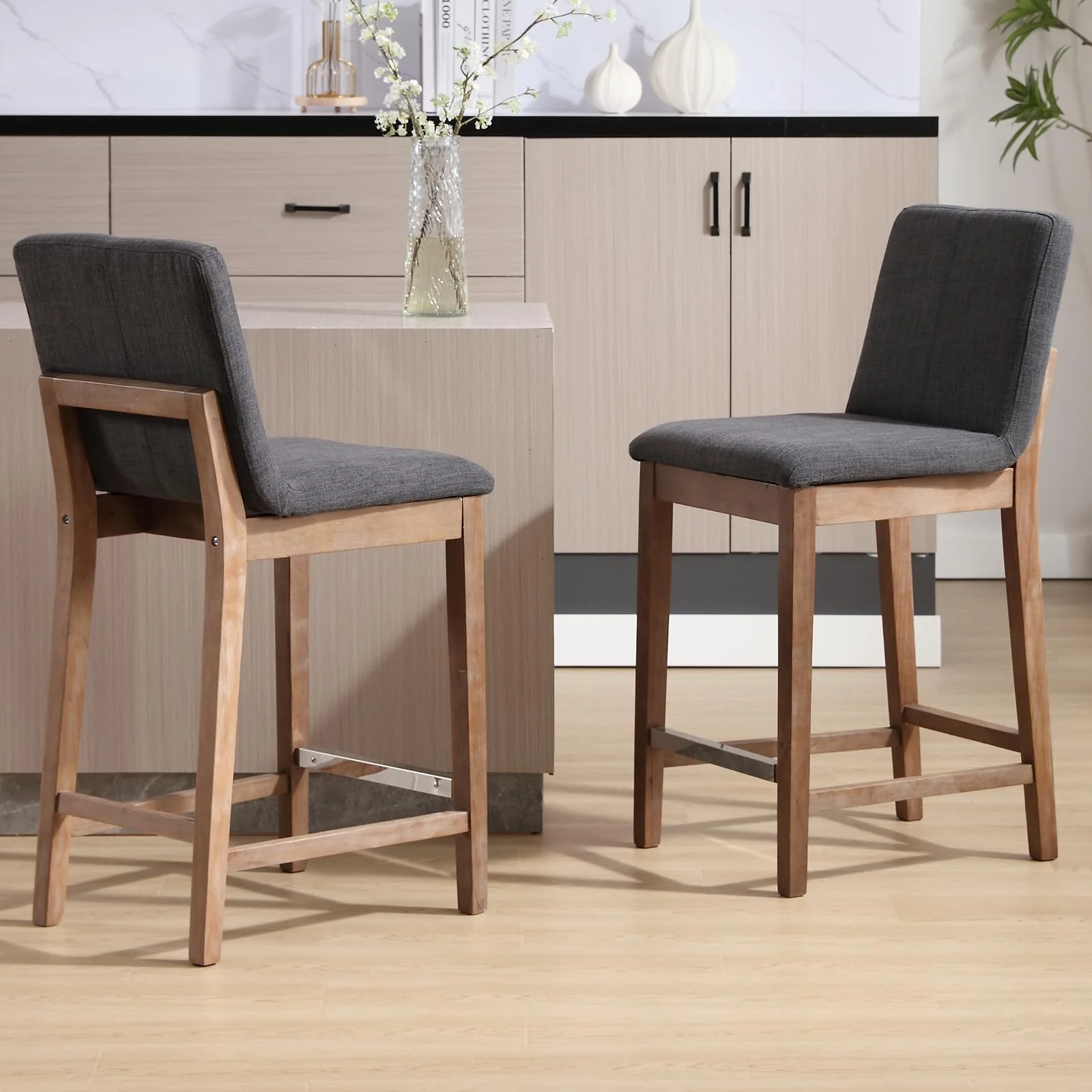 26"H & 30"H Modern Wood Stools Set of 2 - 5730 - Image 10