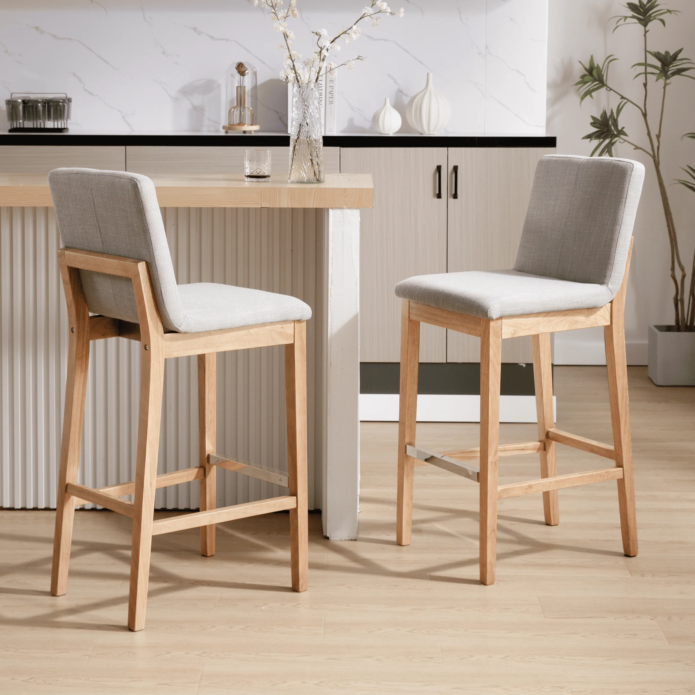 26"H & 30"H Modern Wood Stools Set of 2 - 5730 - Image 15