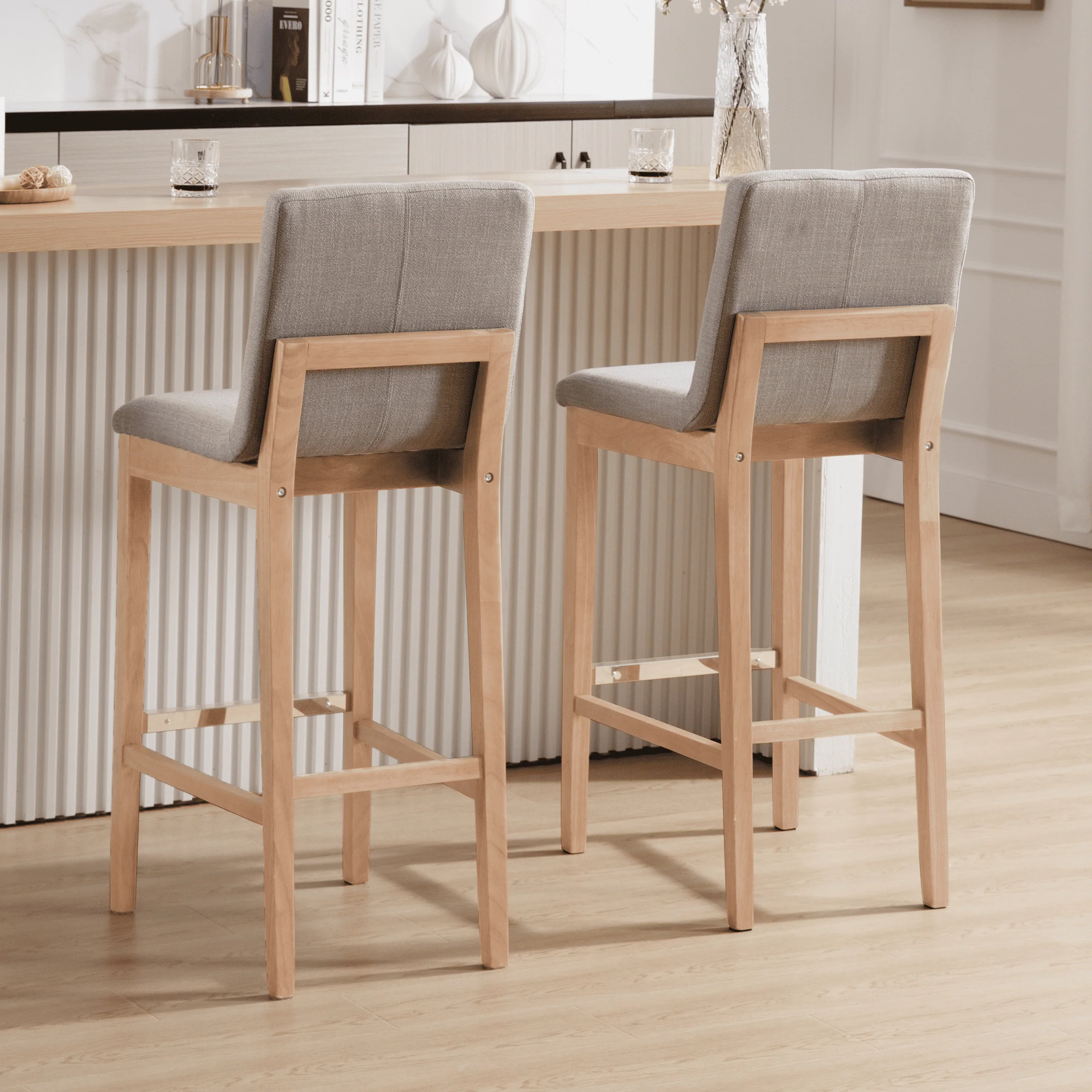 26"H & 30"H Modern Wood Stools Set of 2 - 5730 - Image 16