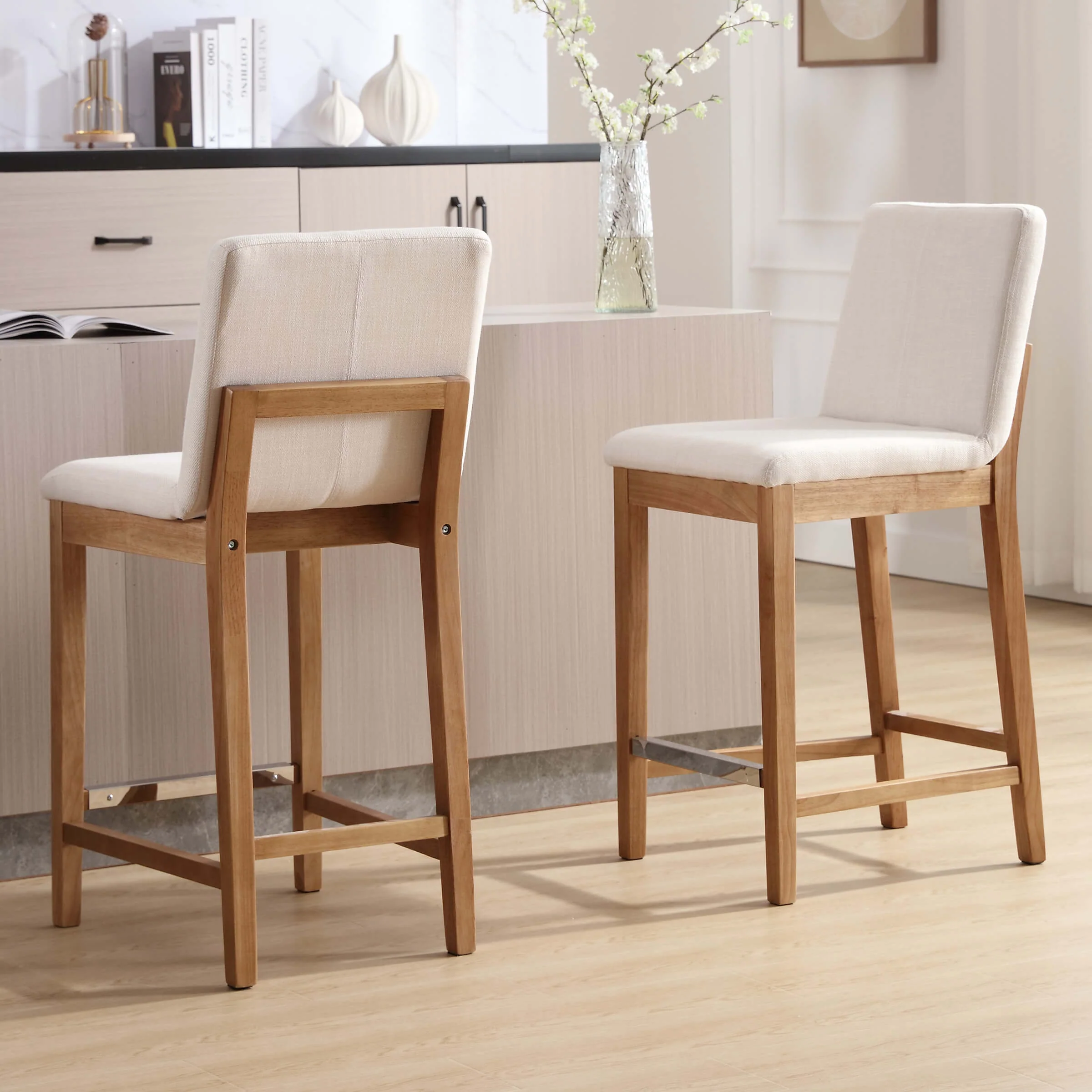 26"H & 30"H Modern Wood Stools Set of 2 - 5730 - Image 22