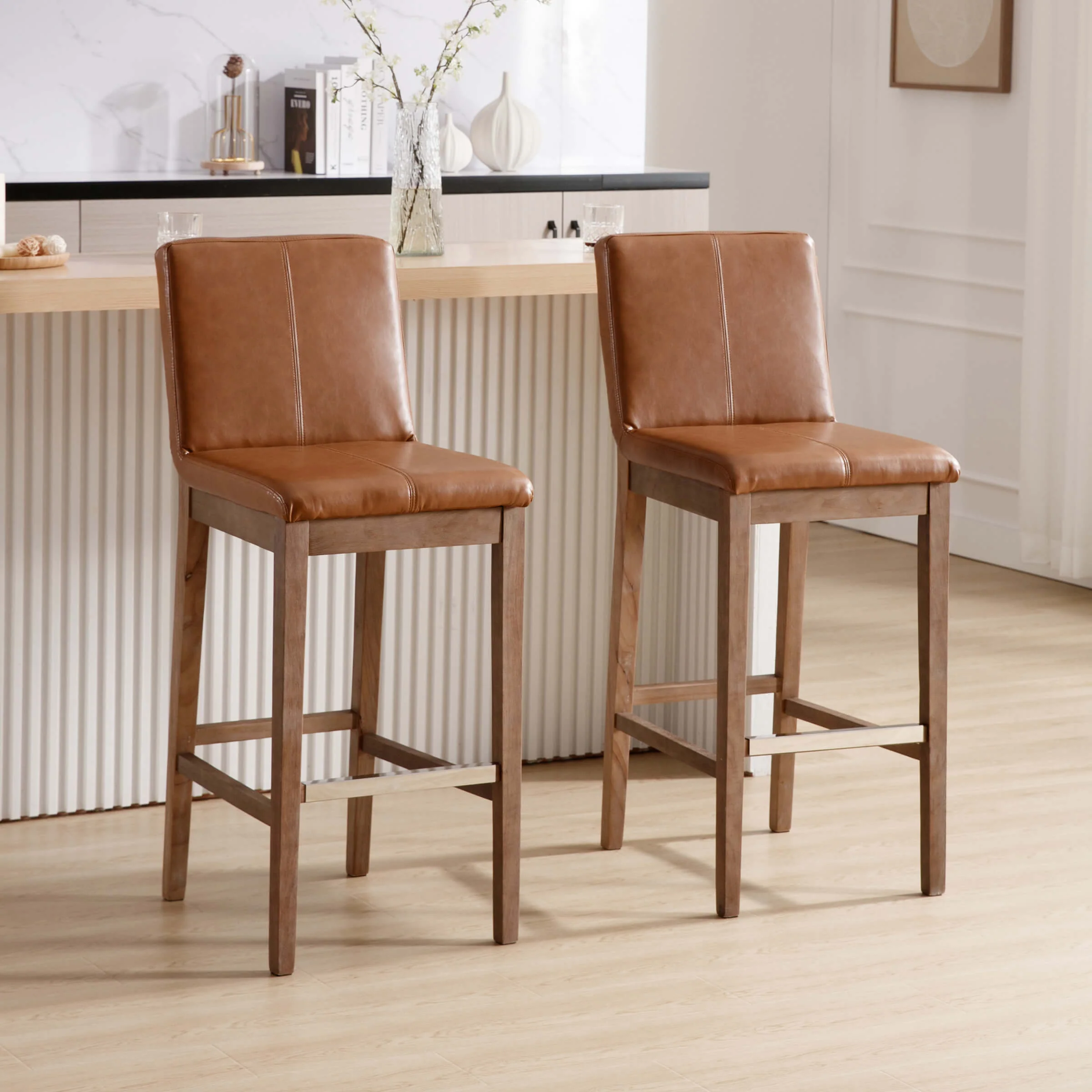 26"H & 30"H Modern Wood Stools Set of 2 - 5730 - Image 27