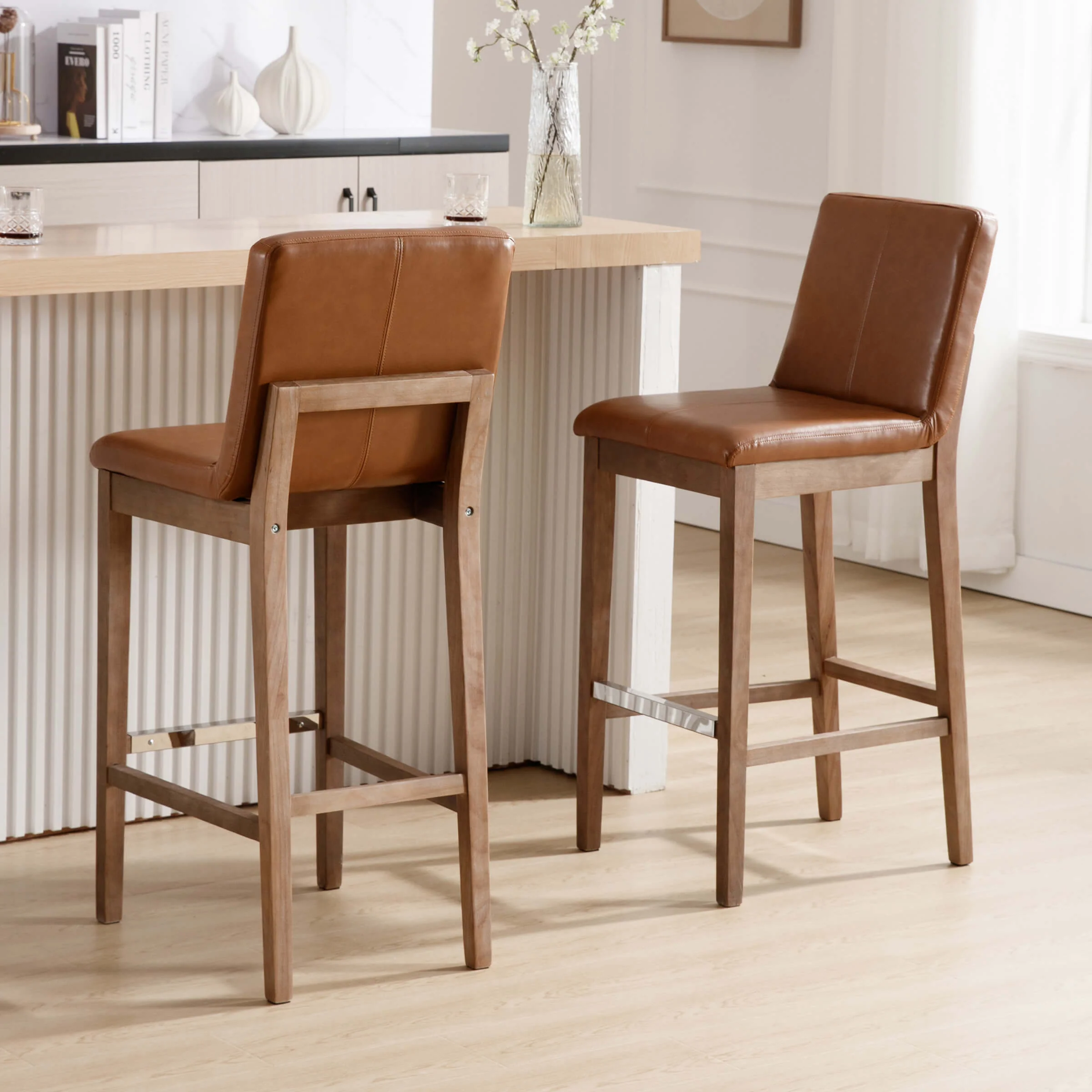 26"H & 30"H Modern Wood Stools Set of 2 - 5730 - Image 28