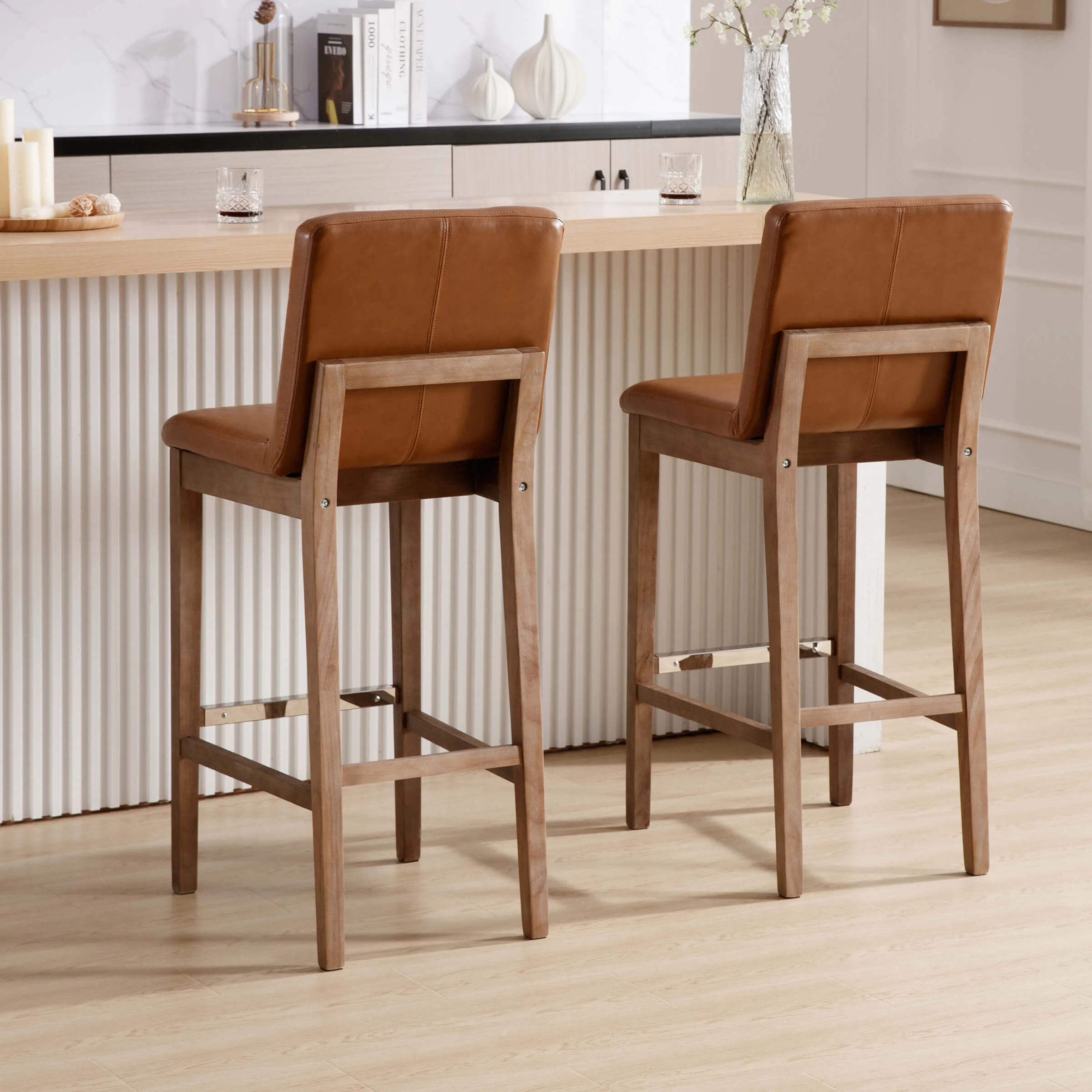 26"H & 30"H Modern Wood Stools Set of 2 - 5730 - Image 29
