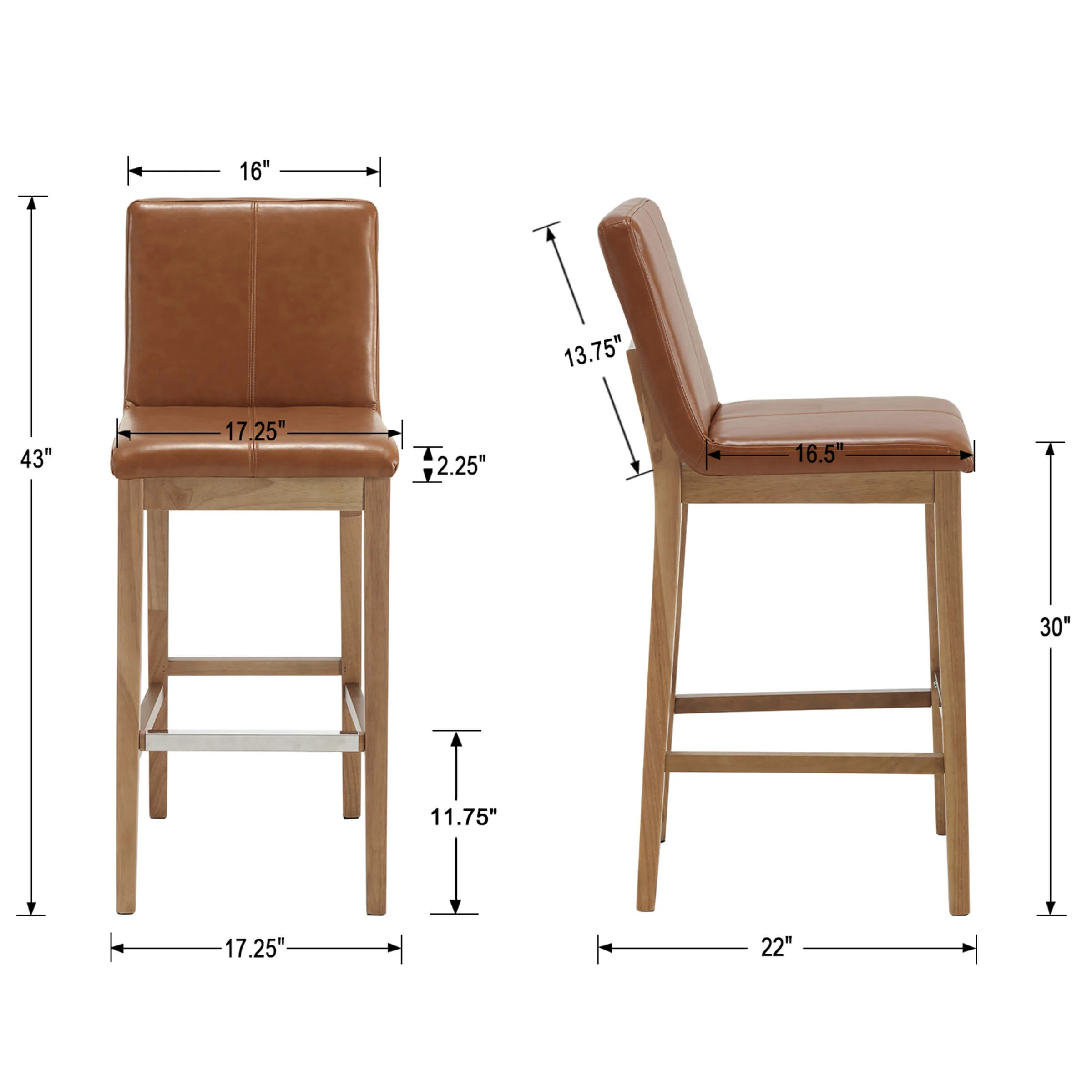 26"H & 30"H Modern Wood Stools Set of 2 - 5730 - Image 33