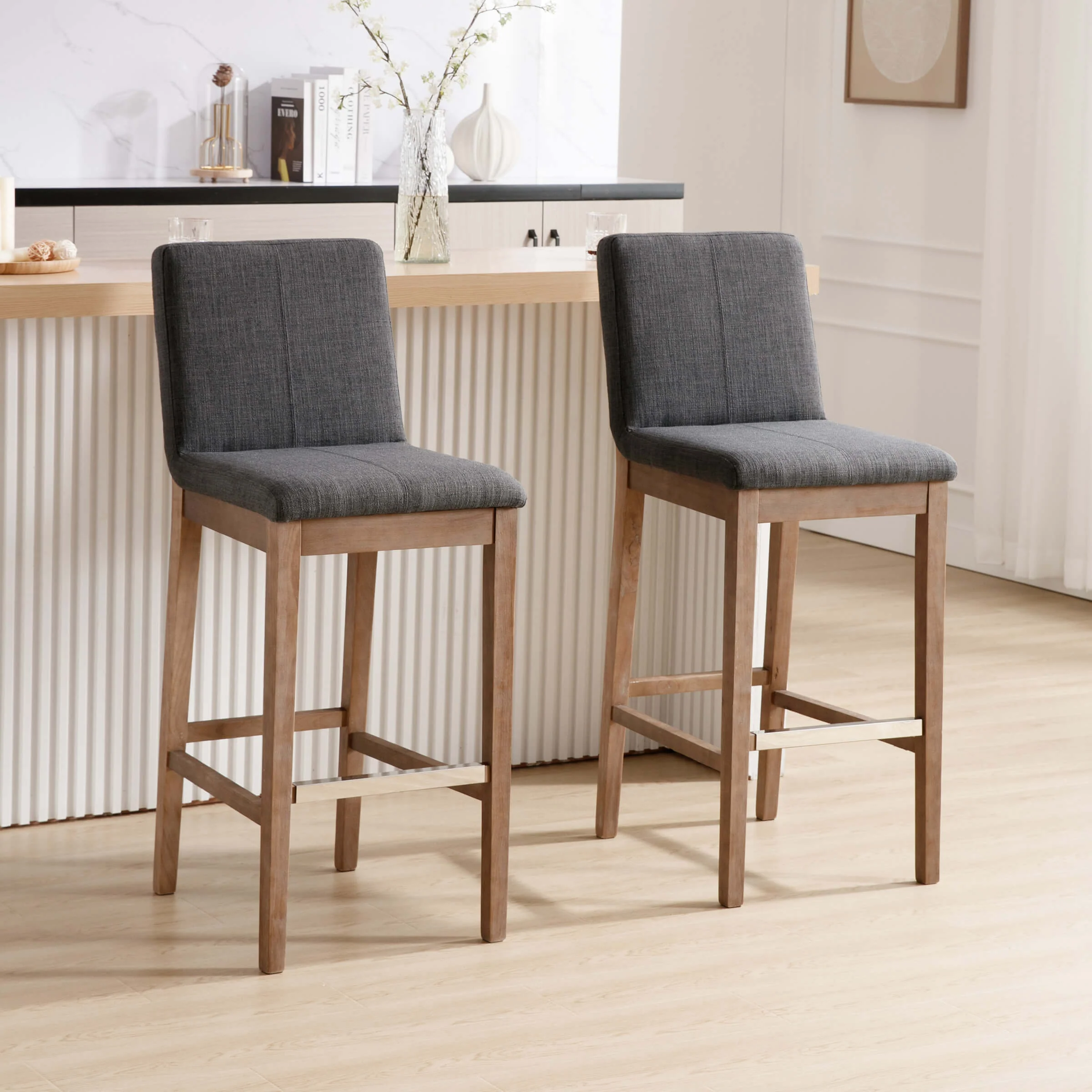26"H & 30"H Modern Wood Stools Set of 2 - 5730 - Image 34