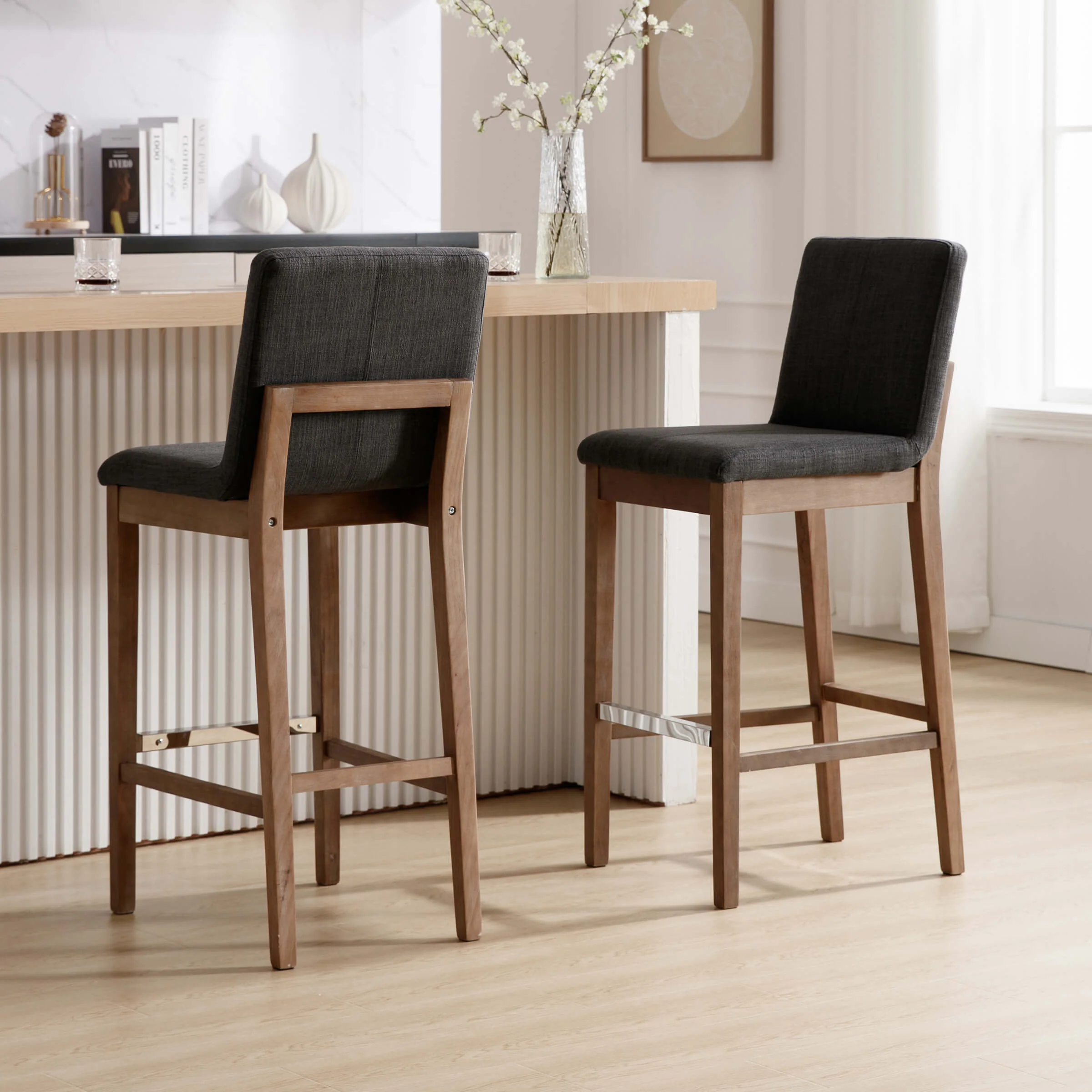 26"H & 30"H Modern Wood Stools Set of 2 - 5730 - Image 35