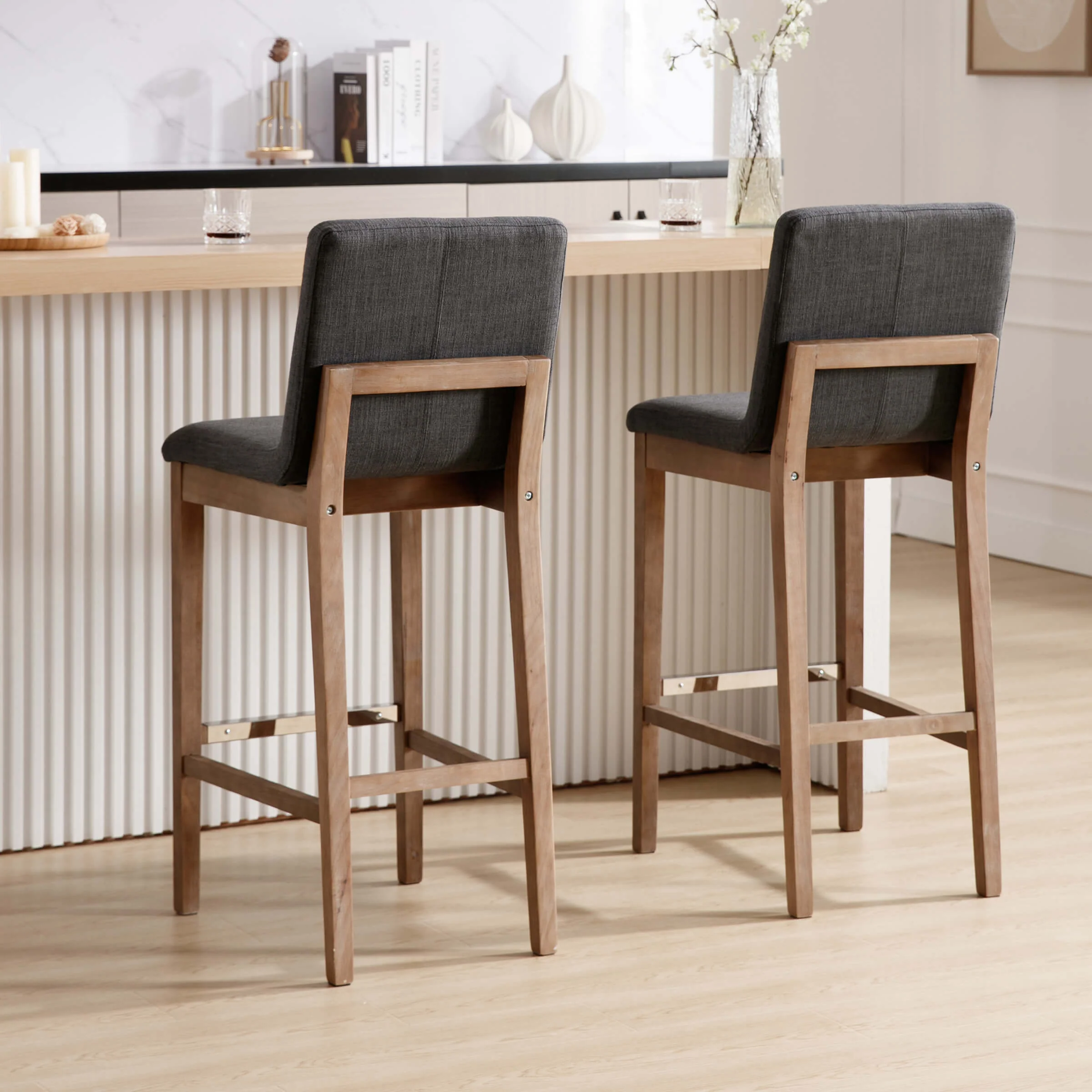 26"H & 30"H Modern Wood Stools Set of 2 - 5730 - Image 36