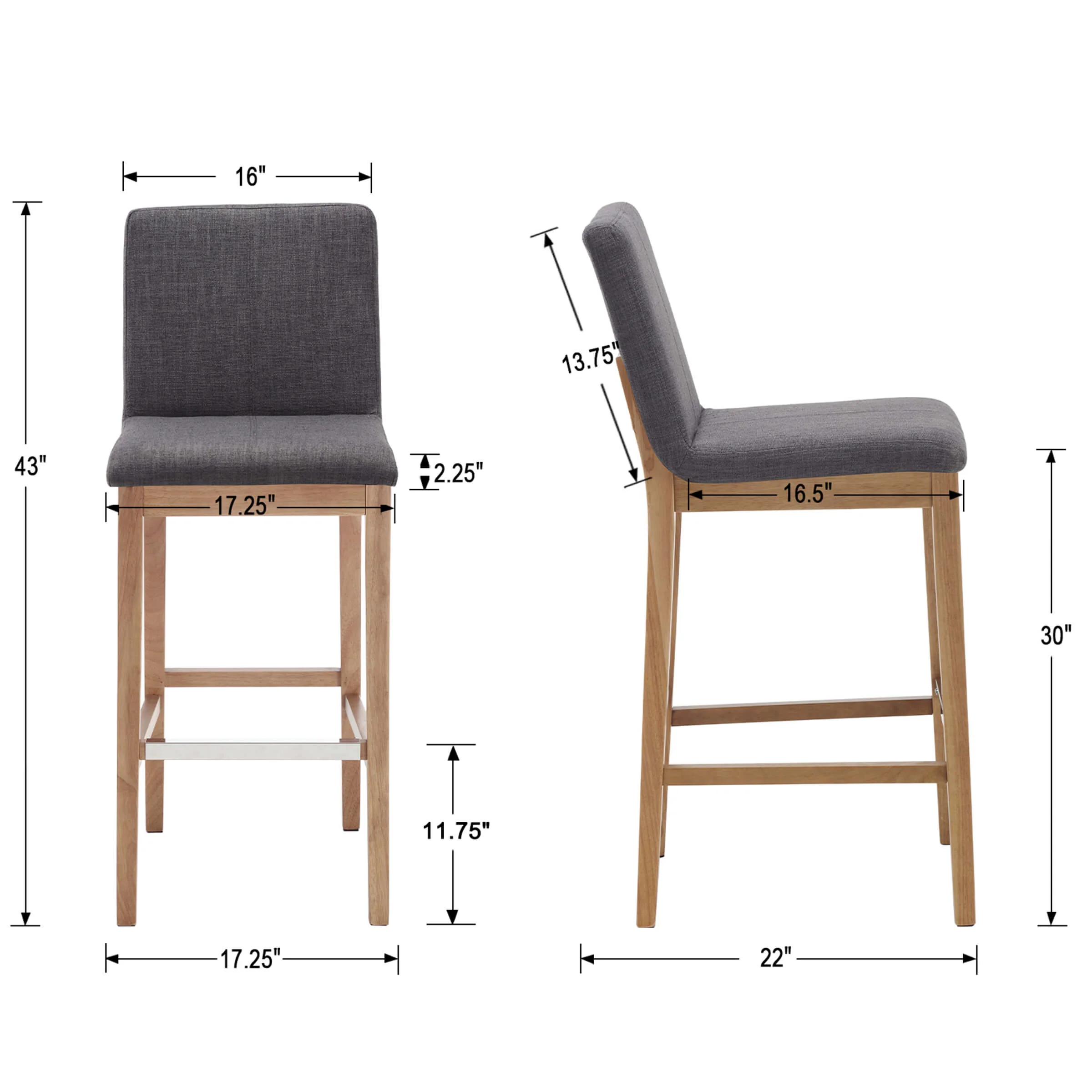 26"H & 30"H Modern Wood Stools Set of 2 - 5730 - Image 41
