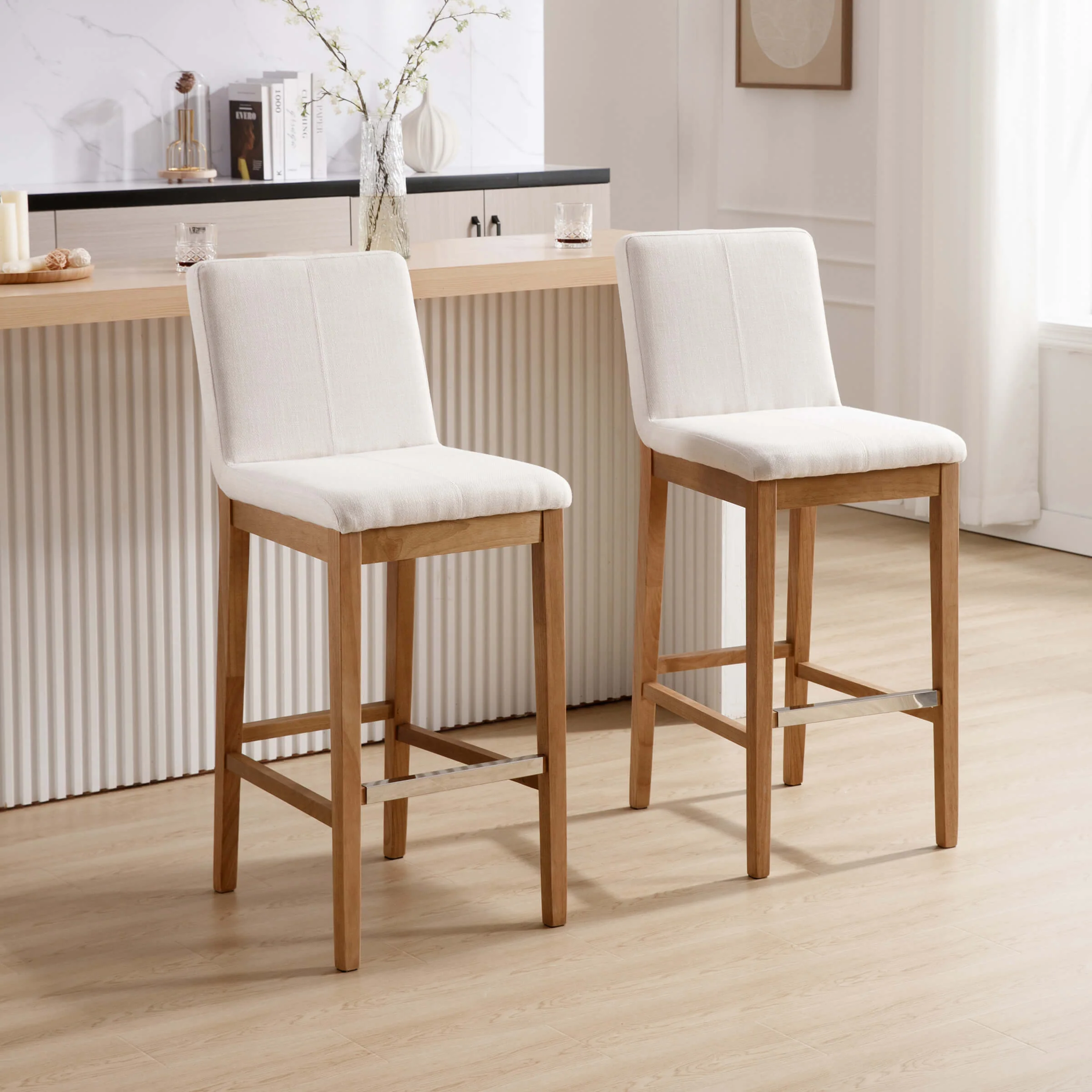 26"H & 30"H Modern Wood Stools Set of 2 - 5730 - Image 42