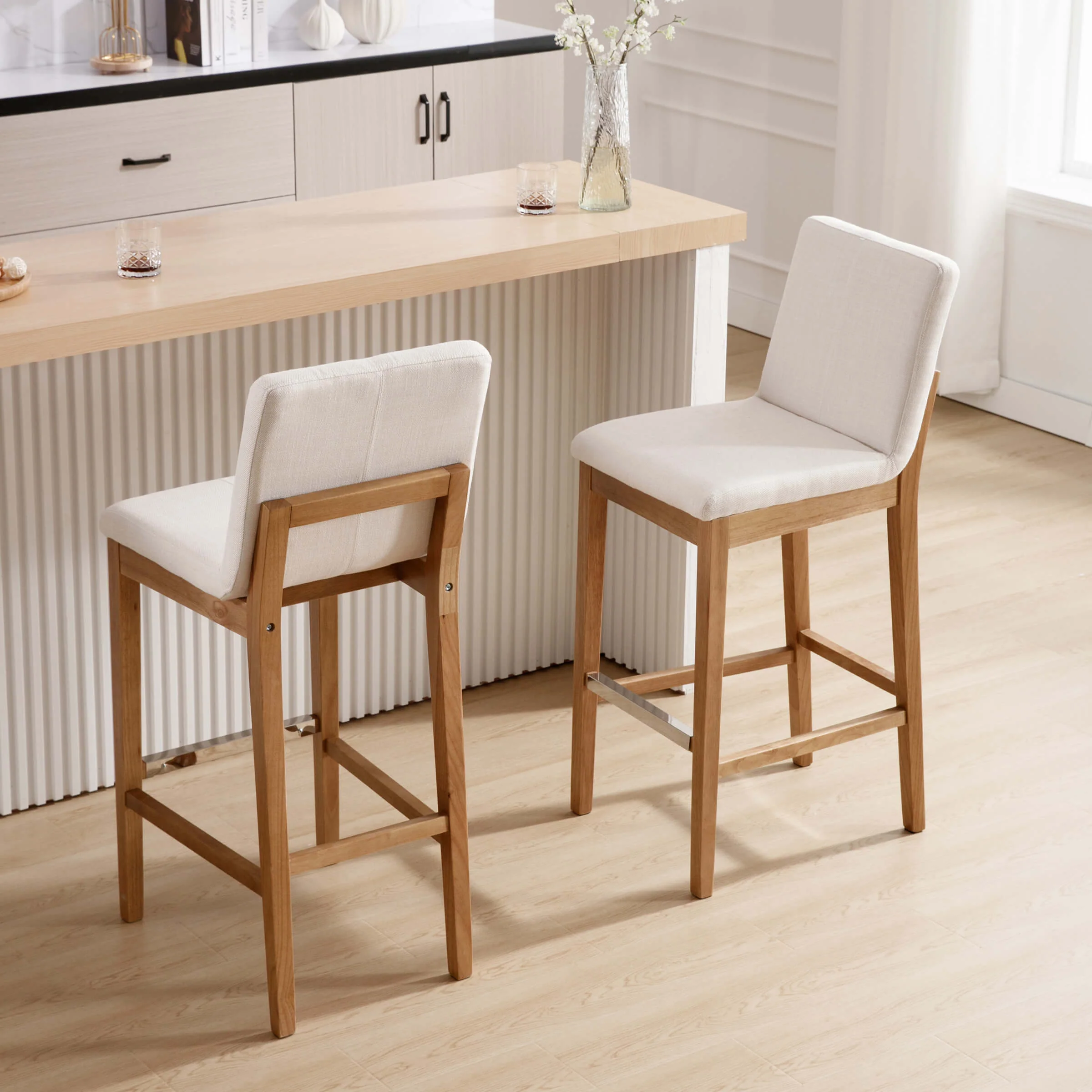 26"H & 30"H Modern Wood Stools Set of 2 - 5730 - Image 43