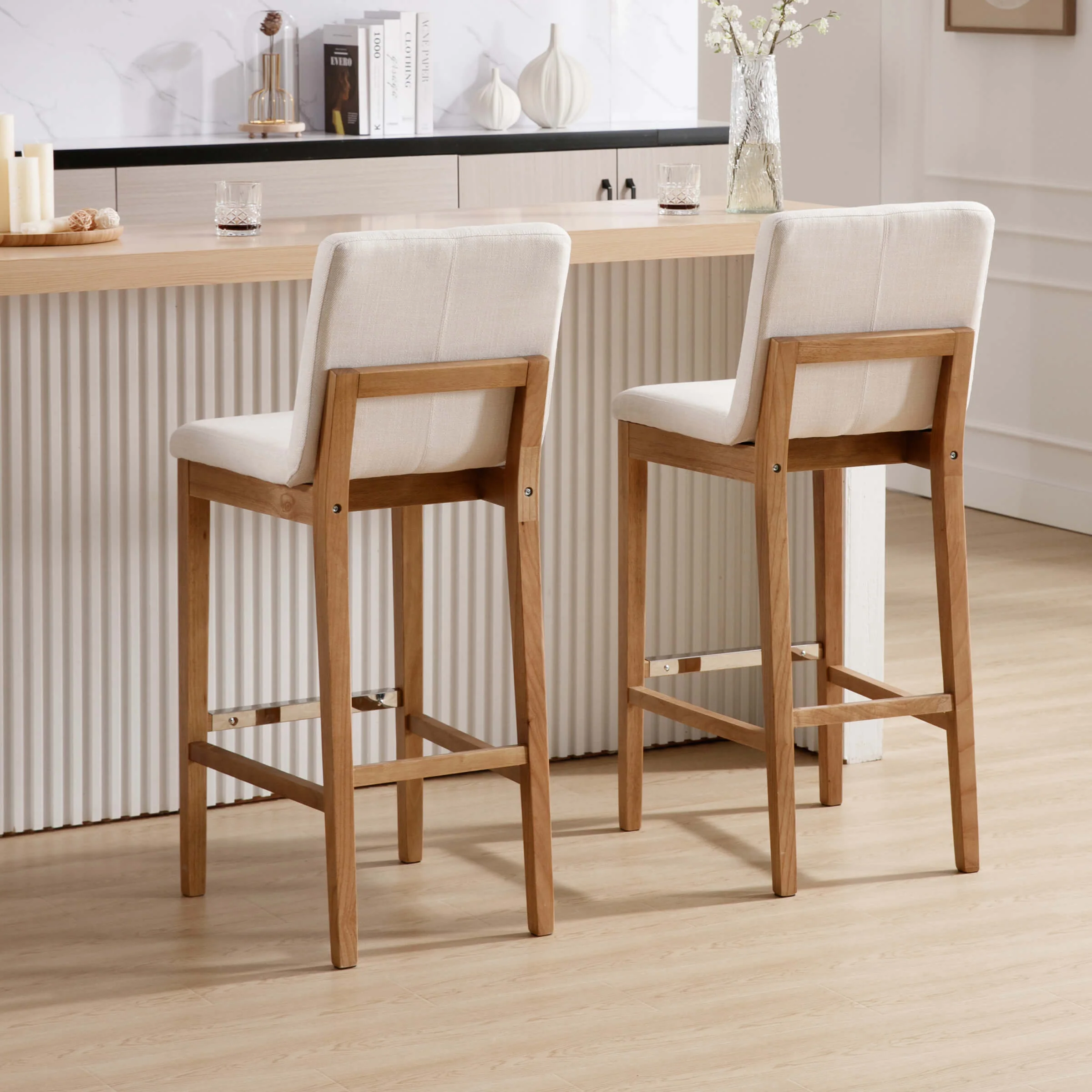 26"H & 30"H Modern Wood Stools Set of 2 - 5730 - Image 44